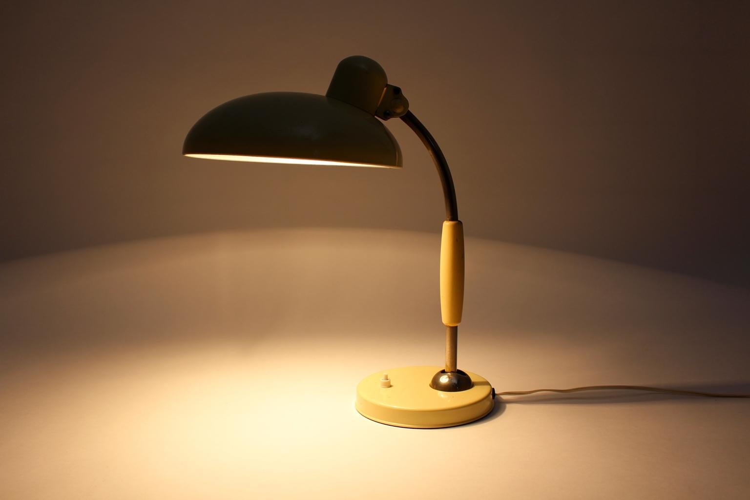 20th Century Bauhaus Vintage off White Metal Wood Table Lamp TL 322 Christian Dell, 1933 For Sale