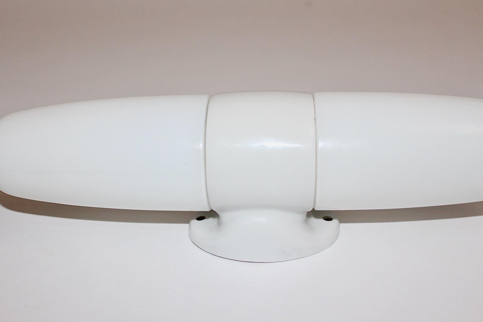 20th Century Bauhaus Vintage White Ceramic Glass Sconce Wilhelm Wagenfeld, 1950s, Germany