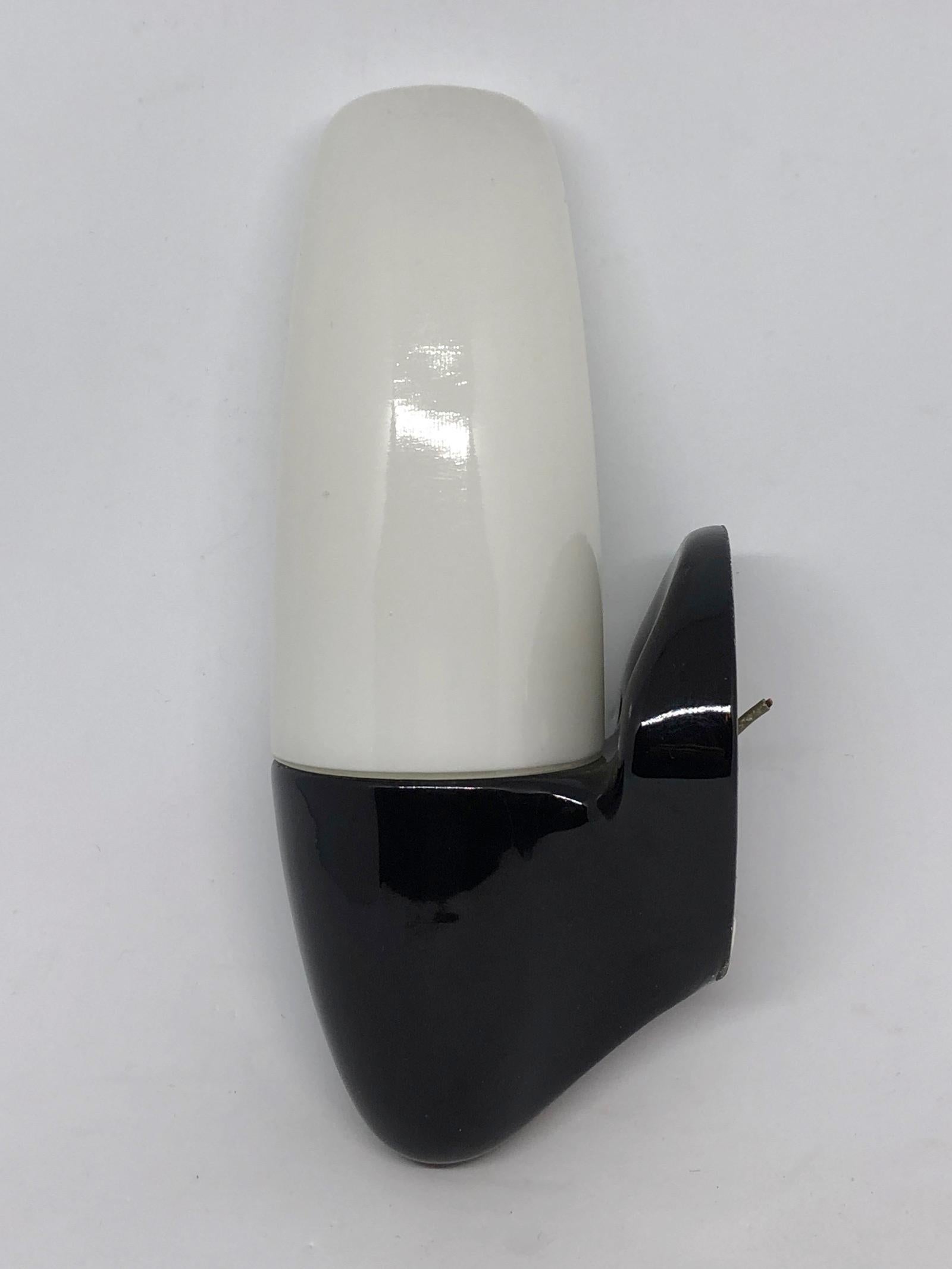 Mid-20th Century Bauhaus Wagenfeld Black and White Wall Sconce, Germany, 1950s For Sale