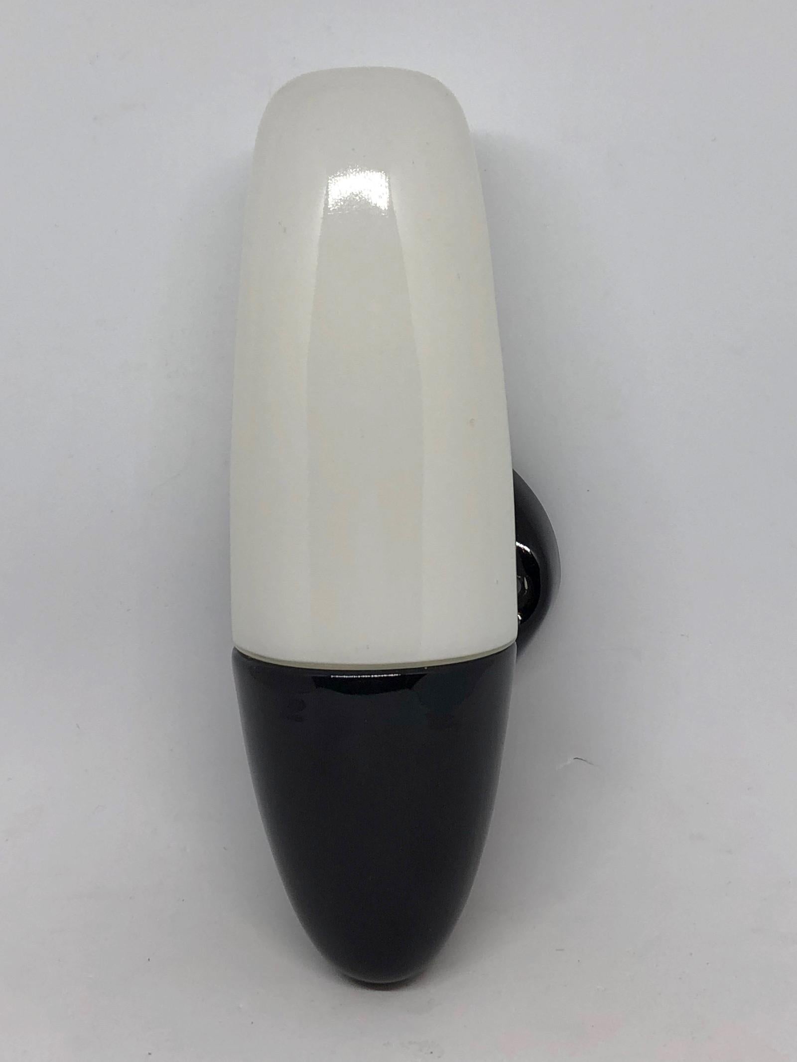 Porcelain Bauhaus Wagenfeld Black and White Wall Sconce, Germany, 1950s For Sale