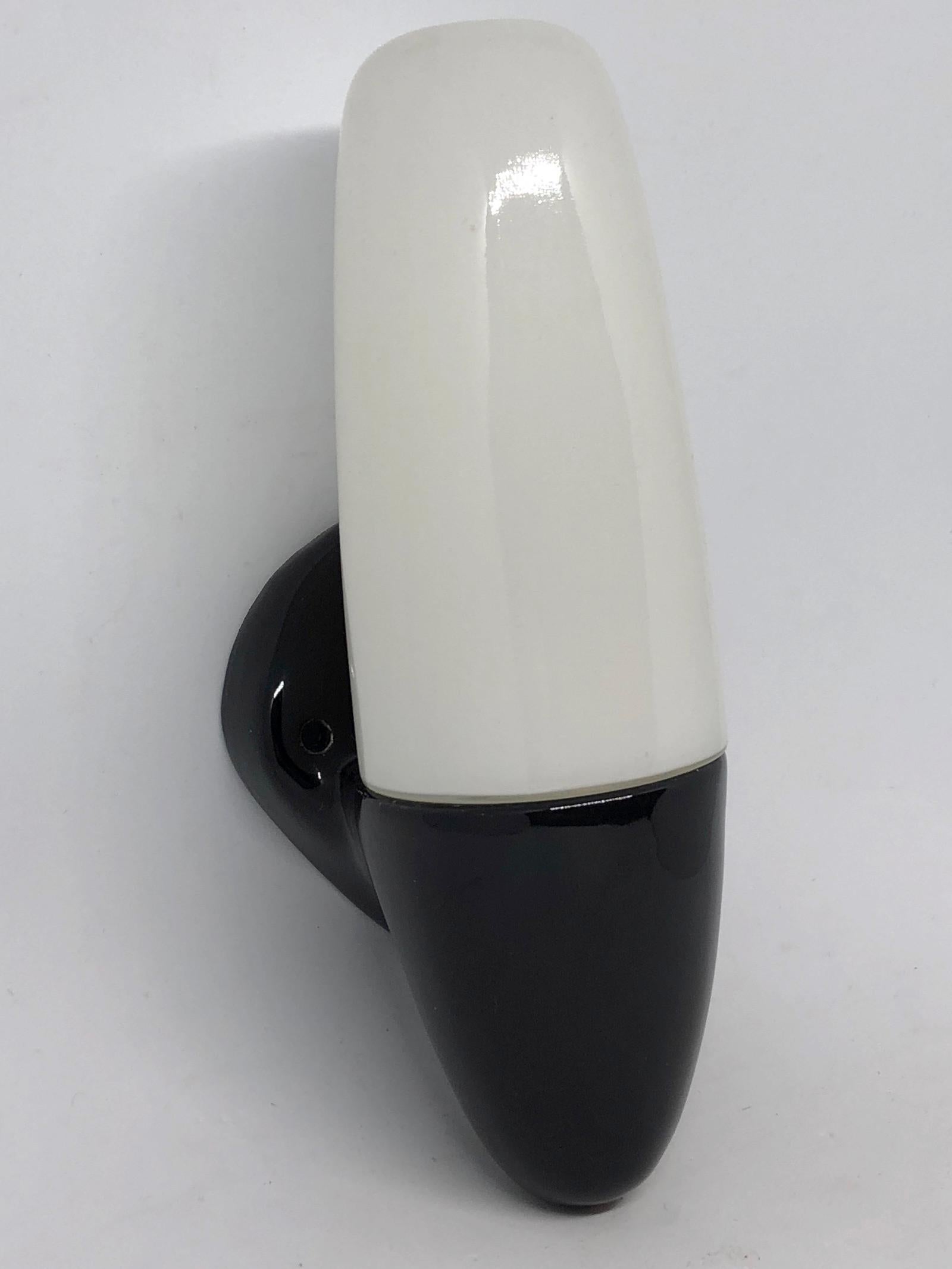 Bauhaus Wagenfeld Black and White Wall Sconce, Germany, 1950s For Sale 1