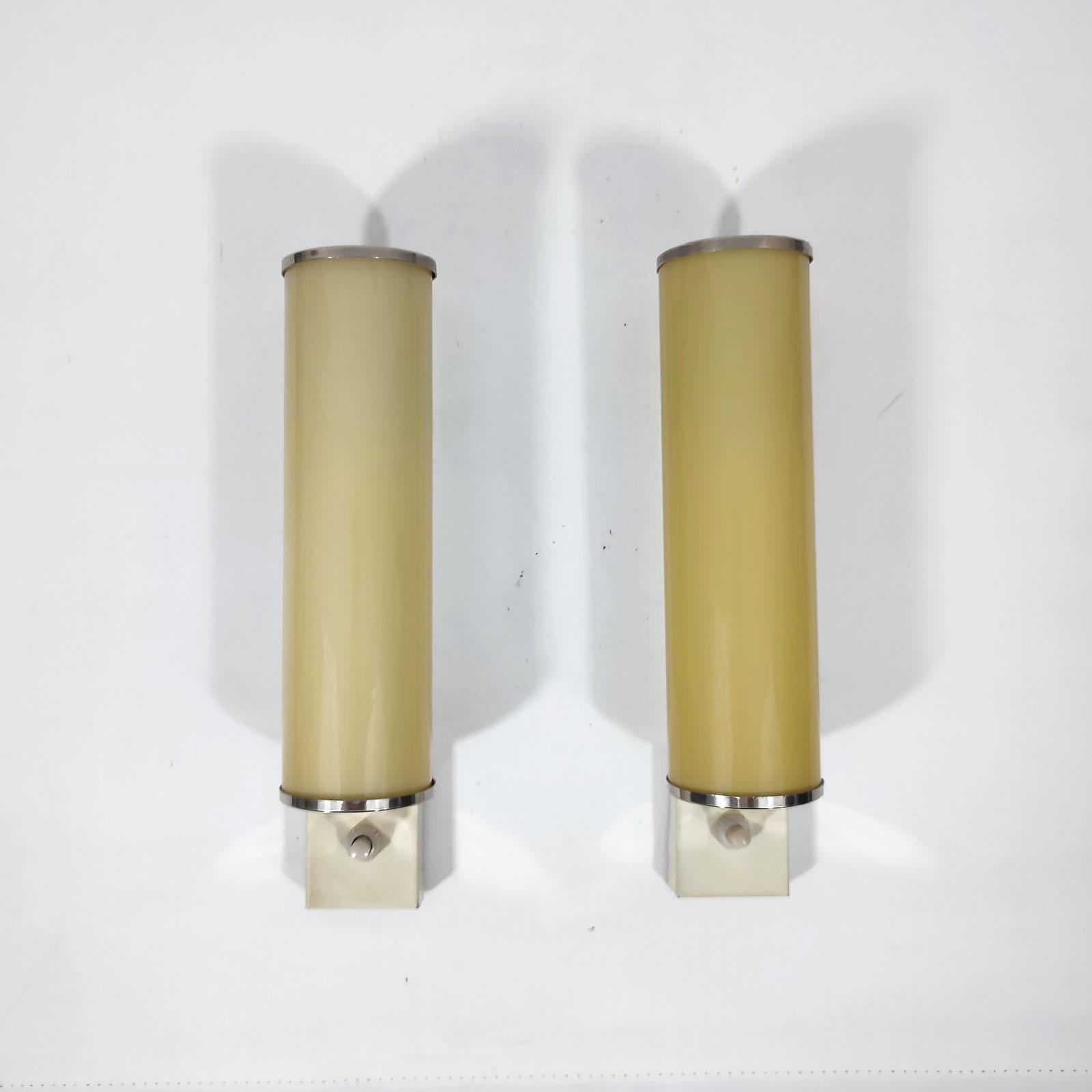 Bauhaus Wall Lights, Pair, Chrome and Glass, Germany 1930s For Sale 5