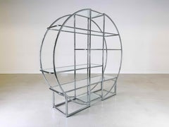 Bauhaus Wandregal Art Deco Vitrine verchromter Stahl Design Classic Glas