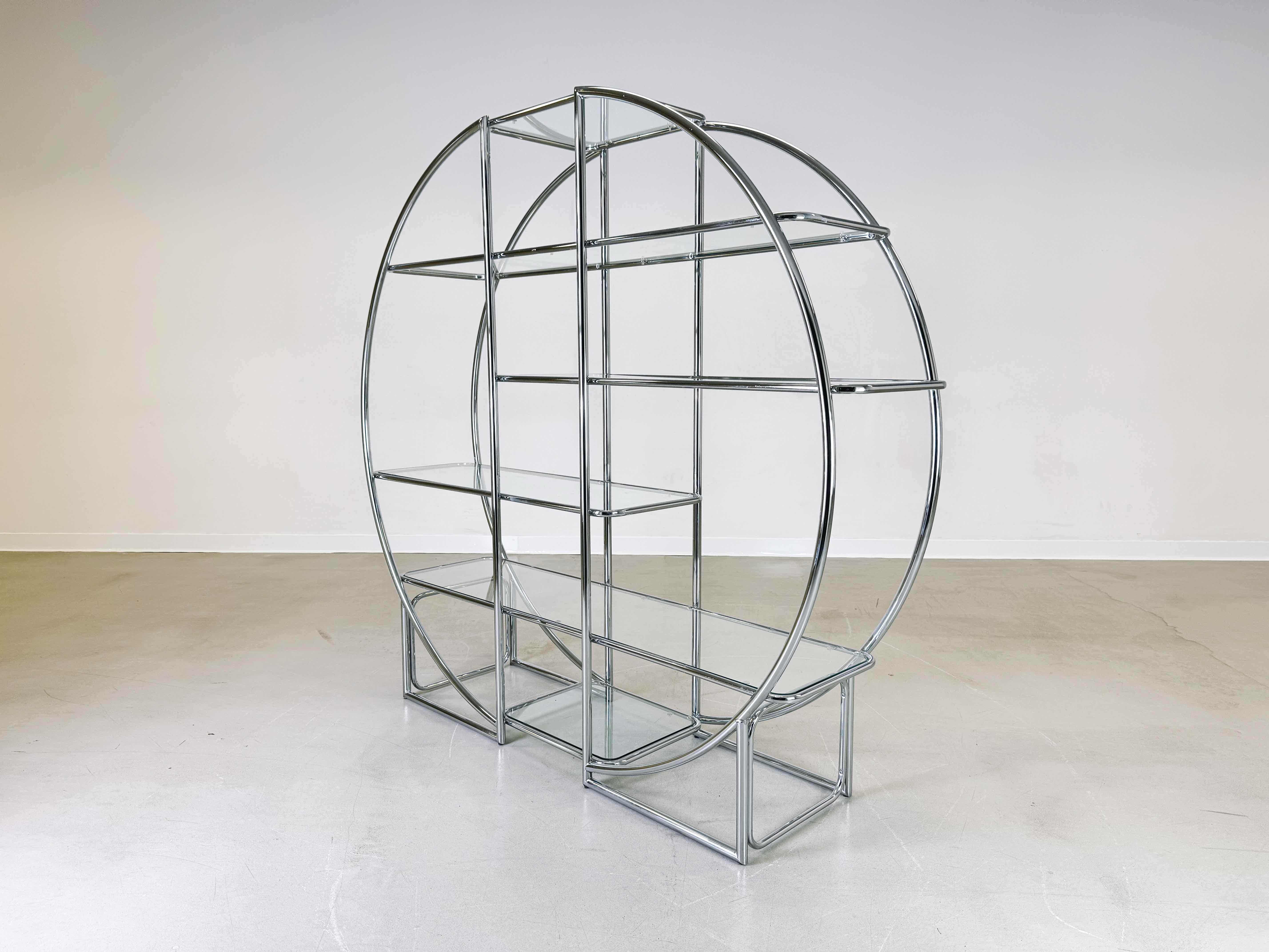 Mid-20th Century Bauhaus wall shelf Art Deco display case chrome-plated steel design classic glas