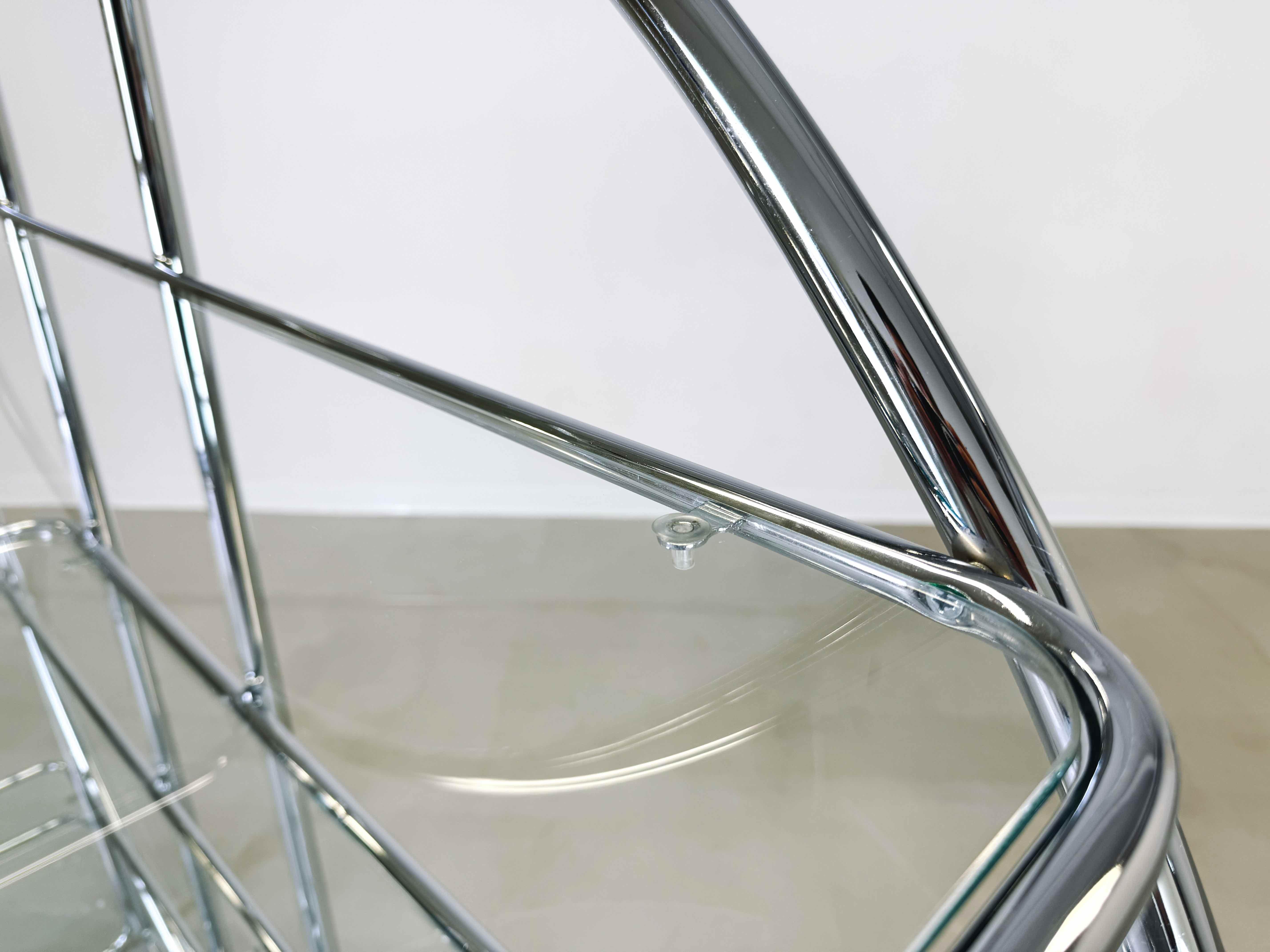 Bauhaus wall shelf Art Deco display case chrome-plated steel design classic glas 1