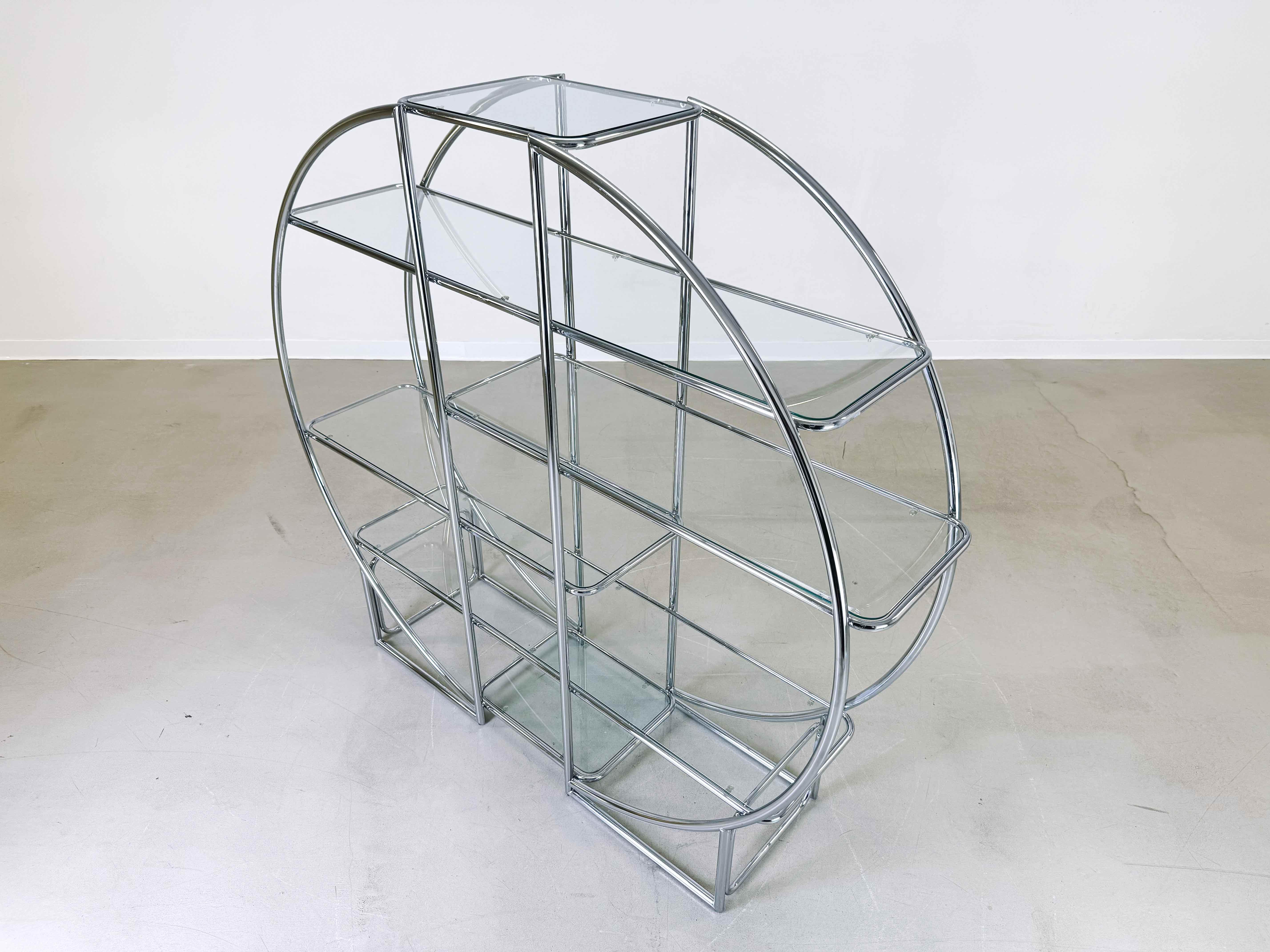 Bauhaus wall shelf Art Deco display case chrome-plated steel design classic glas 2
