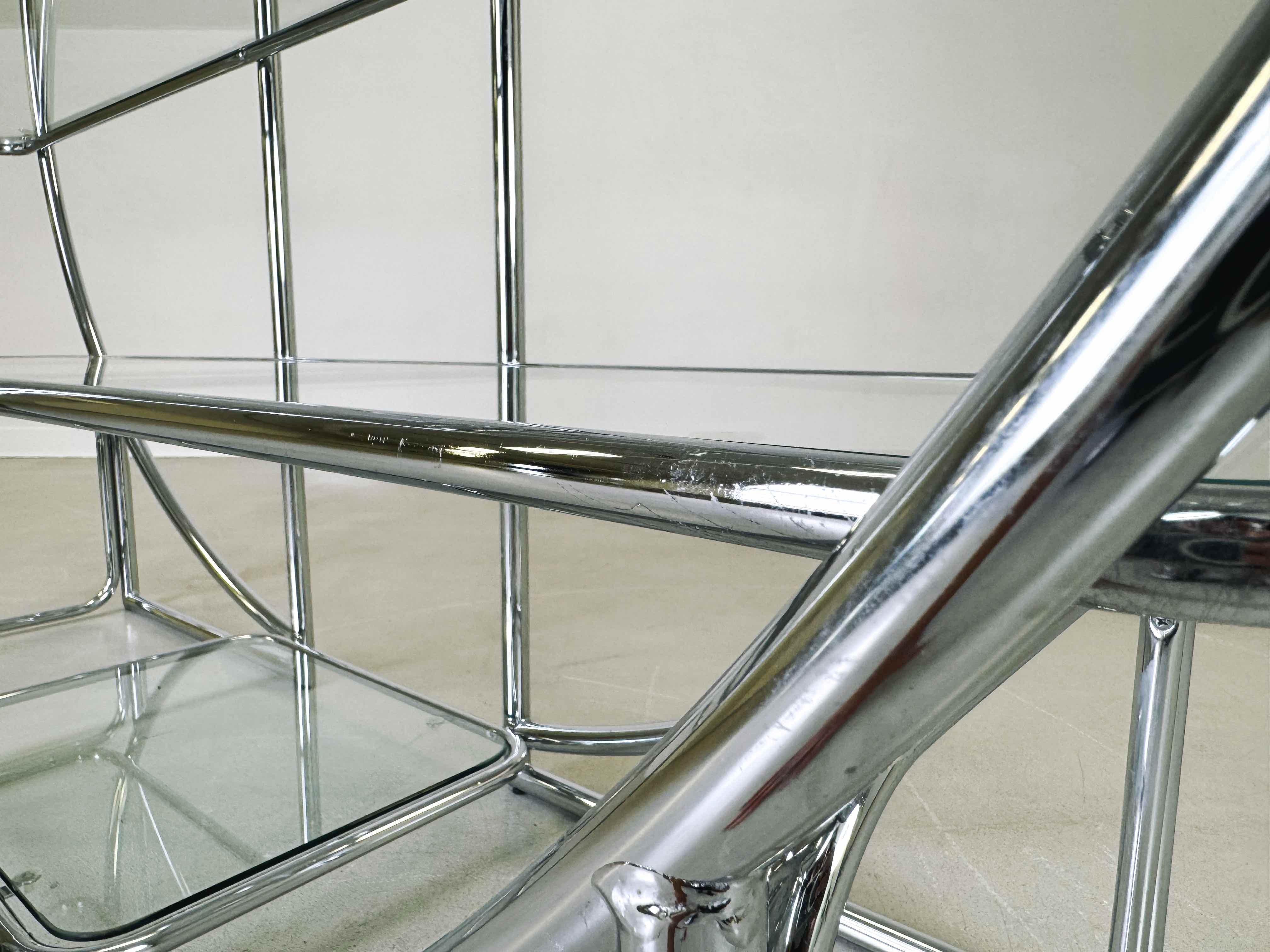 Bauhaus wall shelf Art Deco display case chrome-plated steel design classic glas 3
