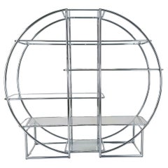 Bauhaus wall shelf Art Deco display case chrome-plated steel design classic glas