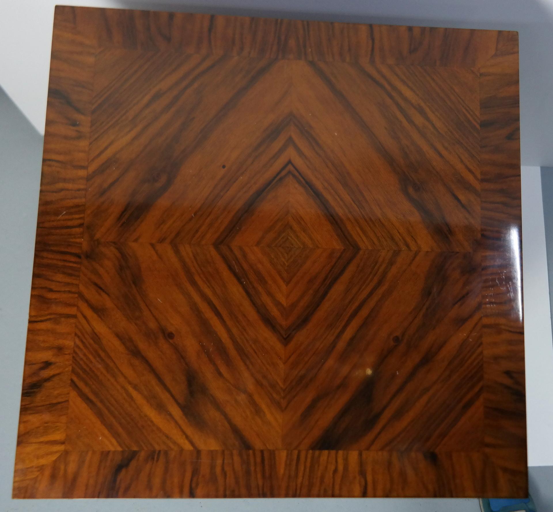 Constructive Bauhaus walnut veneered side table in style of L. Kozma, 1930.