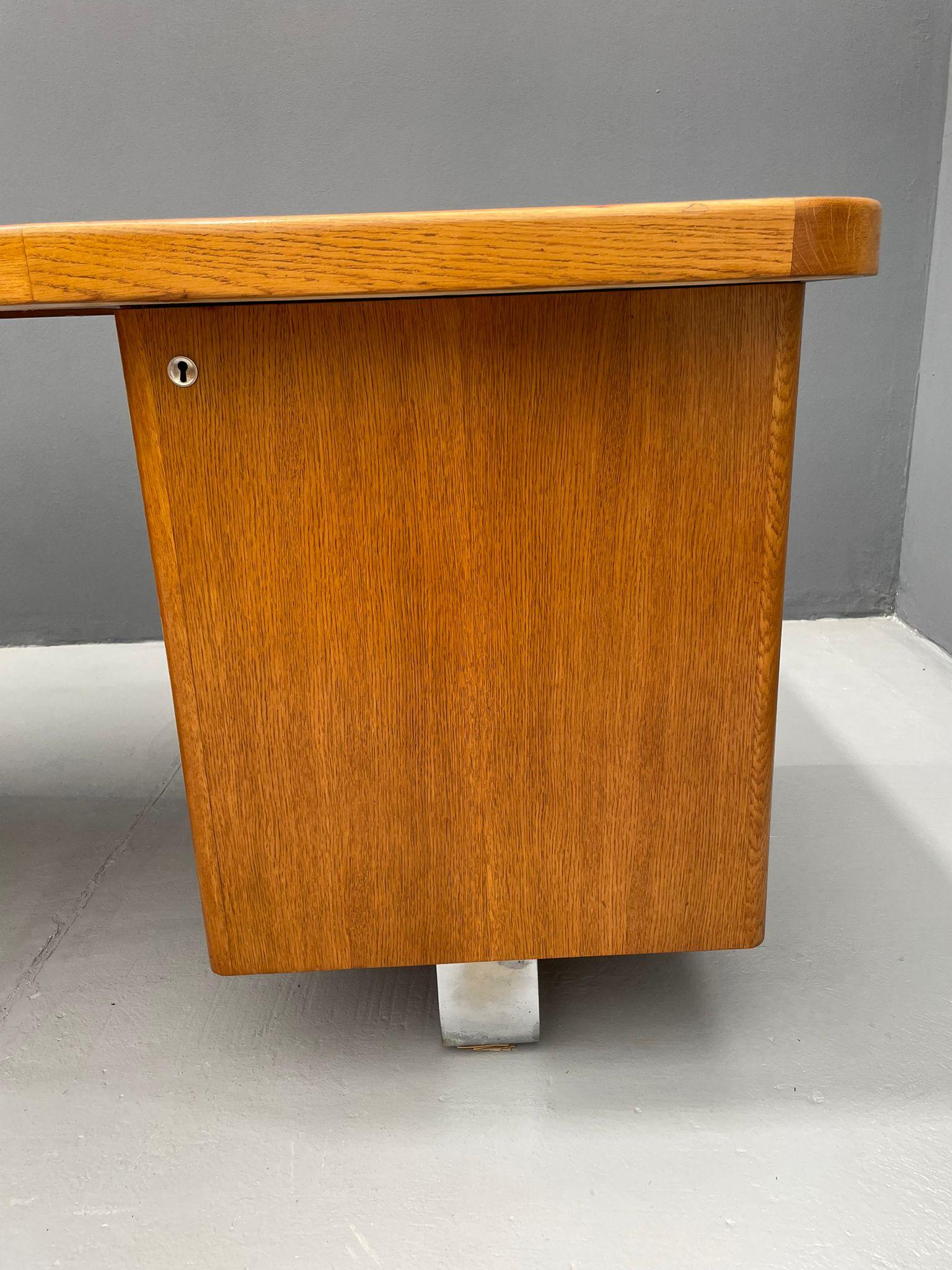 Bauhaus Walnut Writing Desk with Red Top For Sale 9
