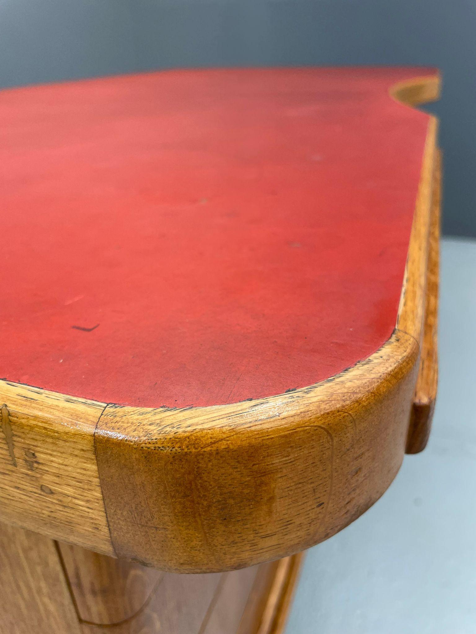 Bauhaus Walnut Writing Desk with Red Top For Sale 11