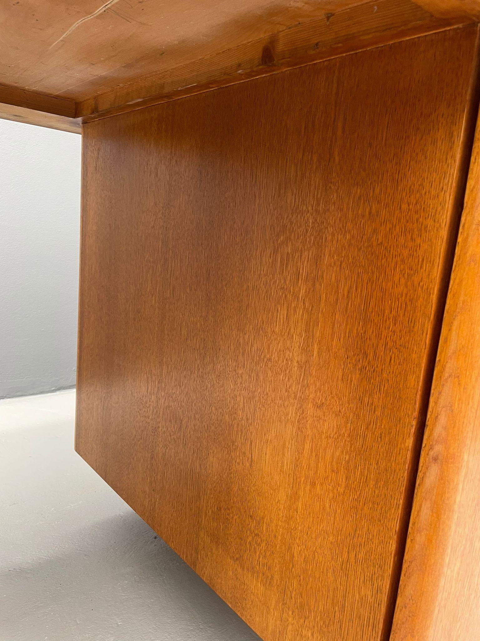 Bauhaus Walnut Writing Desk with Red Top For Sale 3