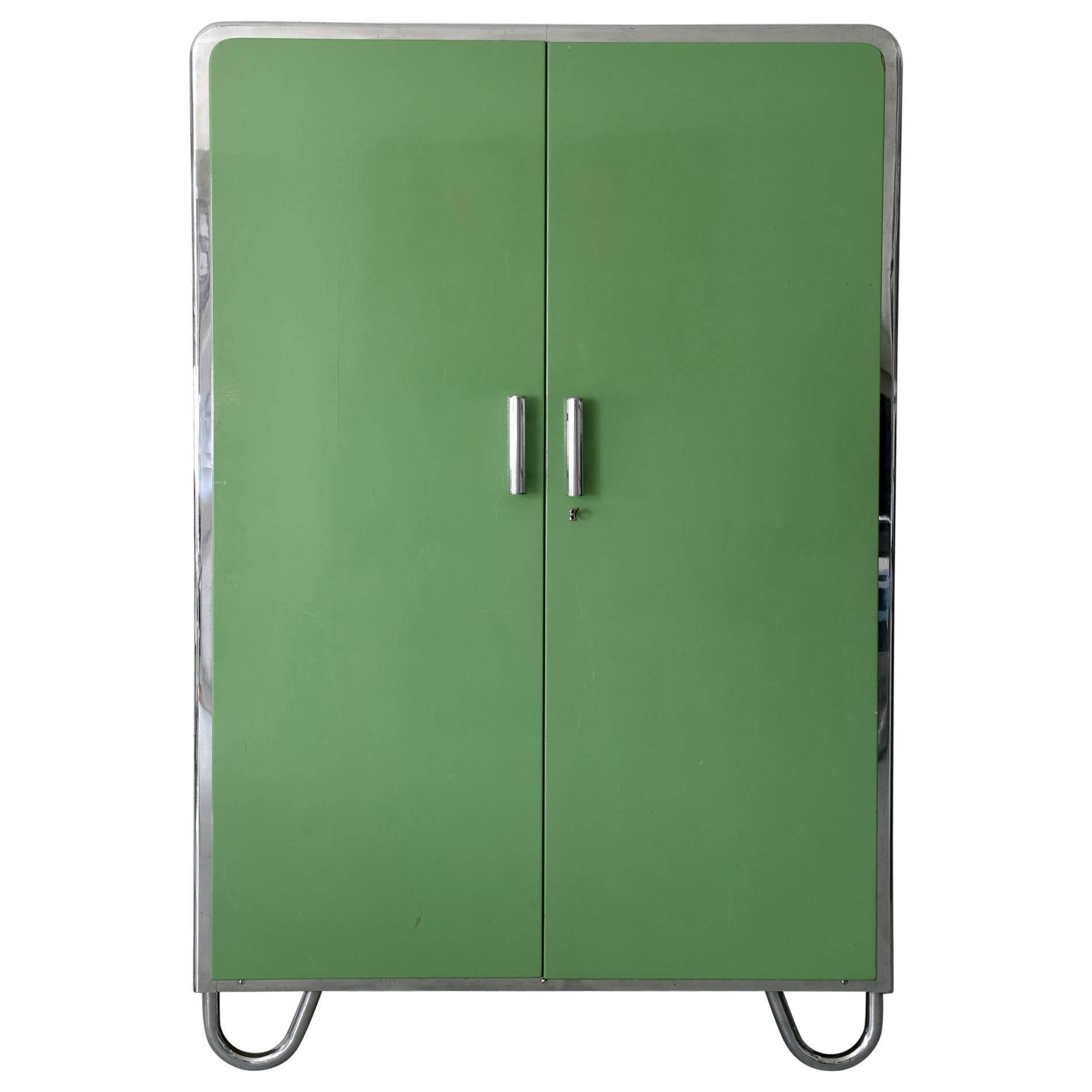 Bauhaus Wardrobe by Robert Slezák Bystrice, Czechoslowakia circa 1930 in Green