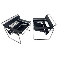 Bauhaus Wassily Chair by Marcel Breuer for Knoll Studios, Black Leather