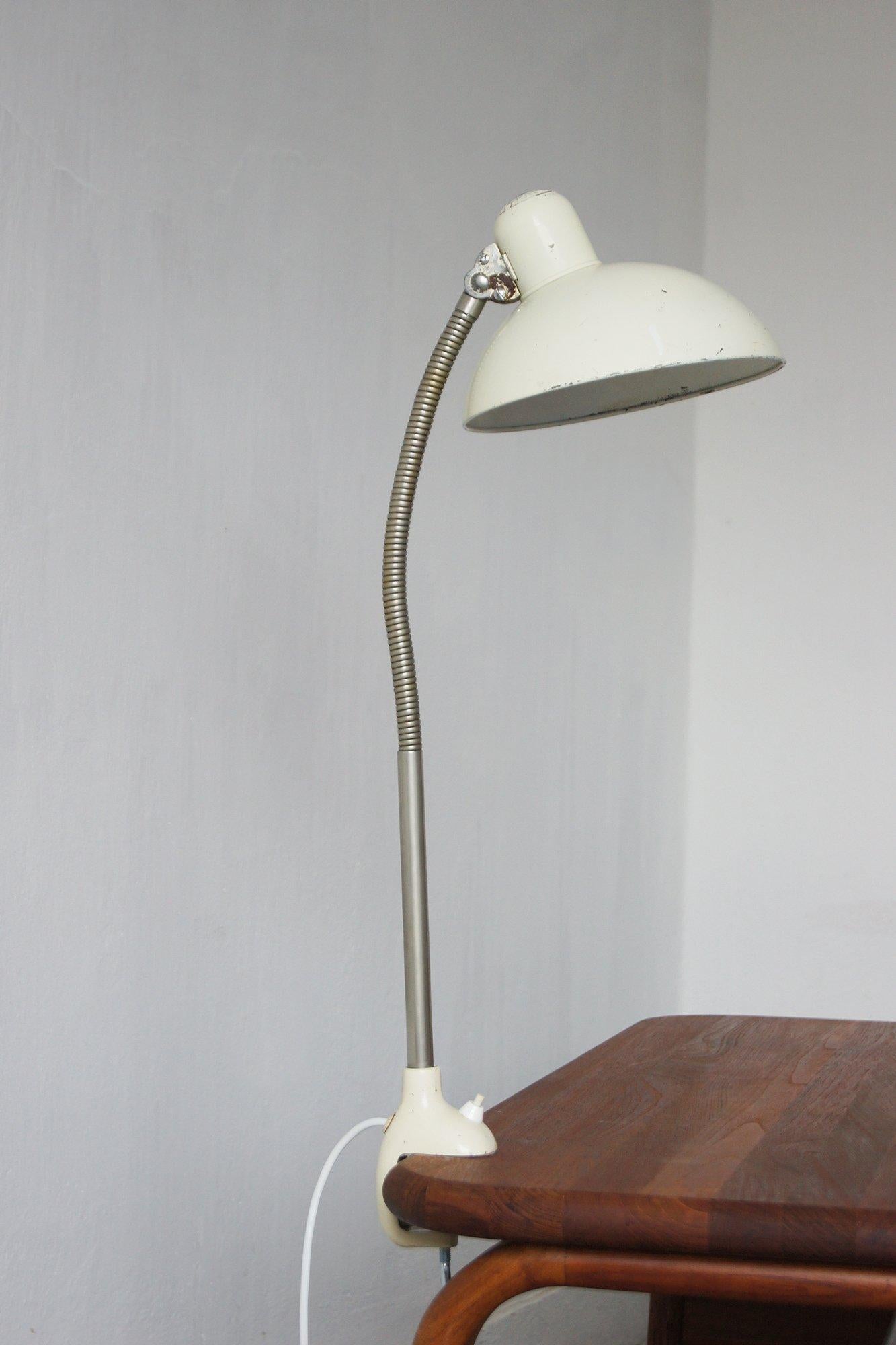 Industrial Bauhaus White Table by Christian Dell for Kaiser Idell / Kaiser Leuchten, 1950s For Sale