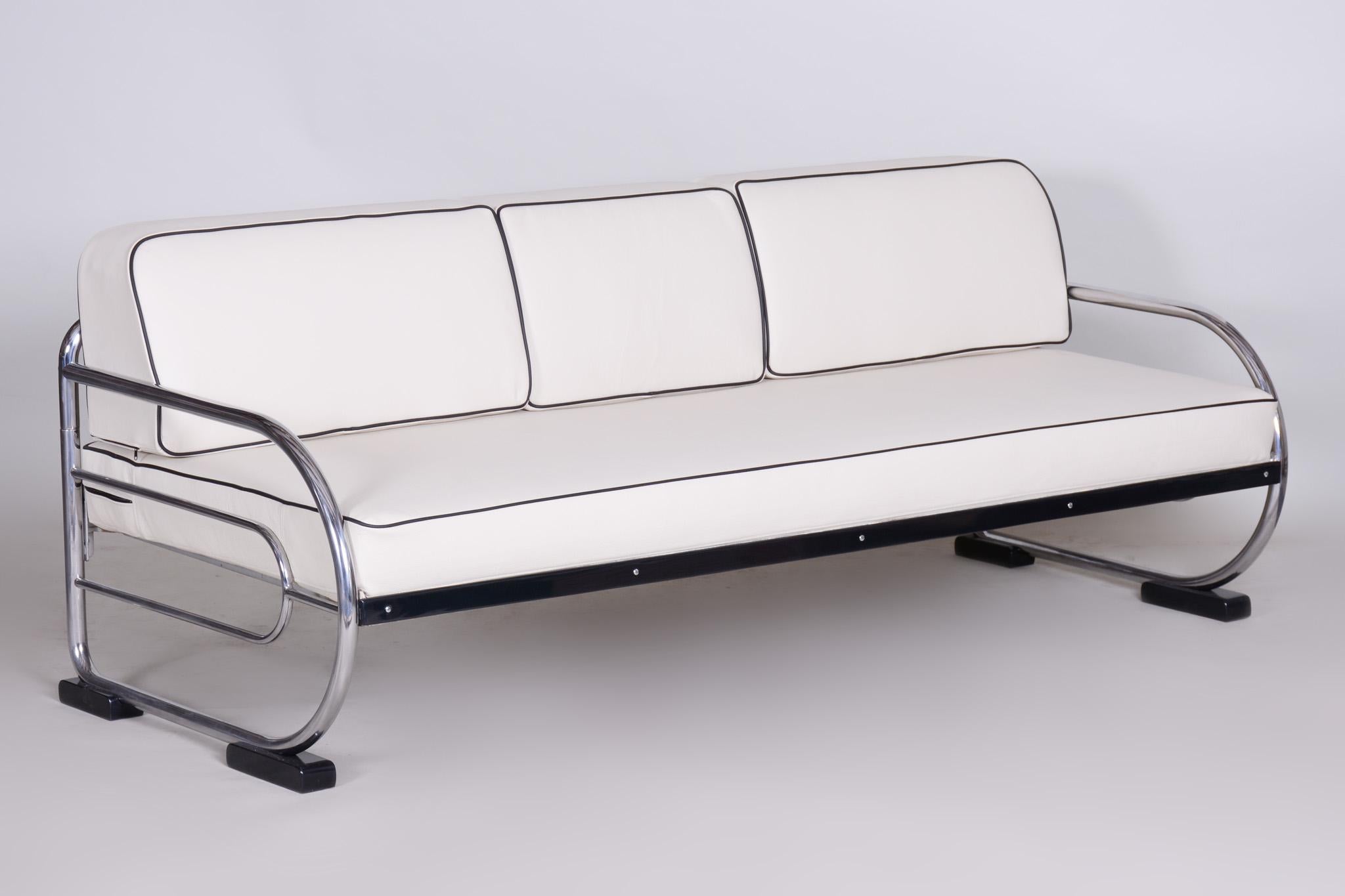 Bauhaus-Sofa mit weißem Röhrenrohr von Robert Slezk, Design von Thonet, 1930er Jahre im Zustand „Gut“ im Angebot in Horomerice, CZ