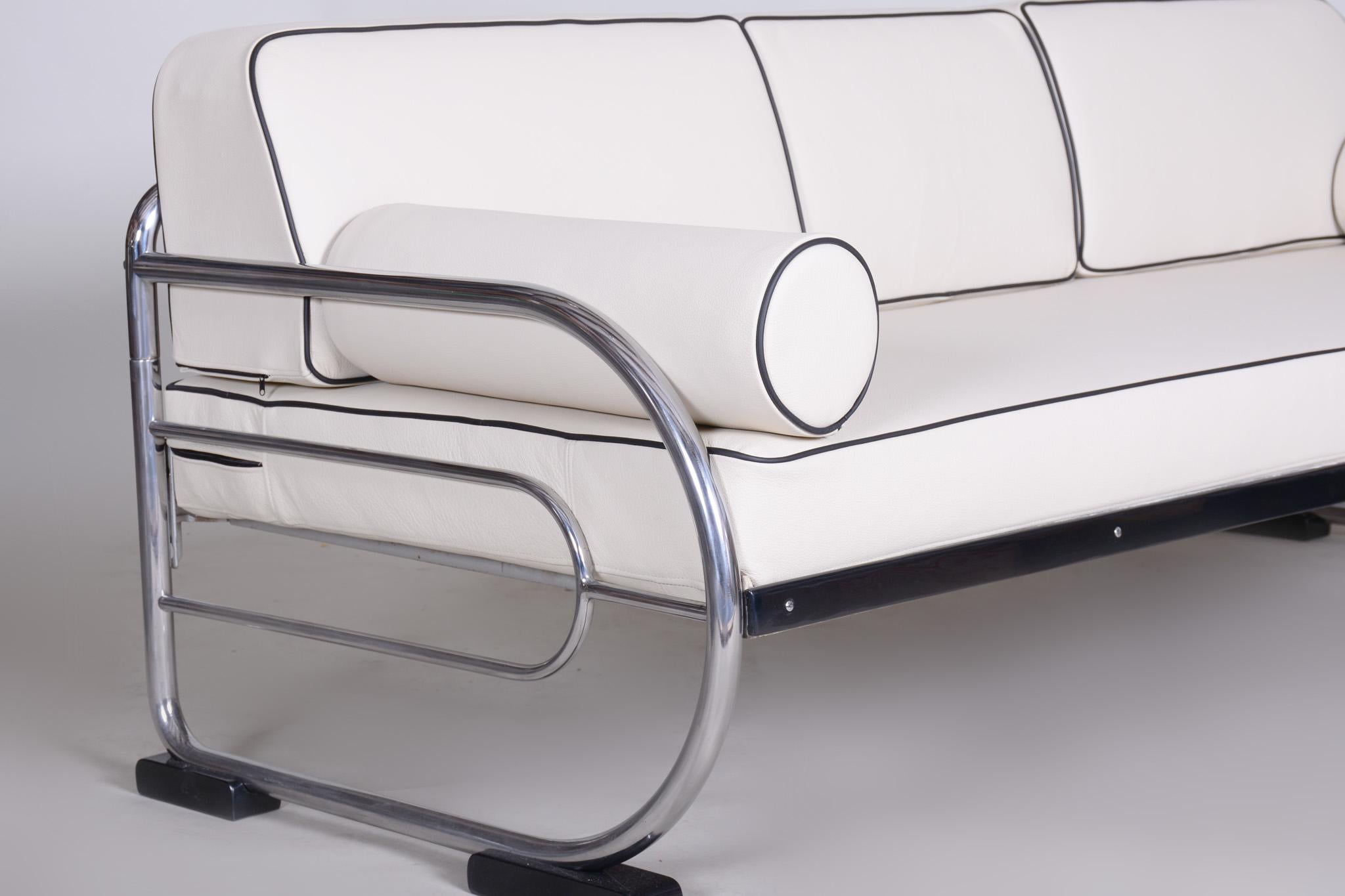 Bauhaus-Sofa mit weißem Röhrenrohr von Robert Slezk, Design von Thonet, 1930er Jahre (20. Jahrhundert) im Angebot