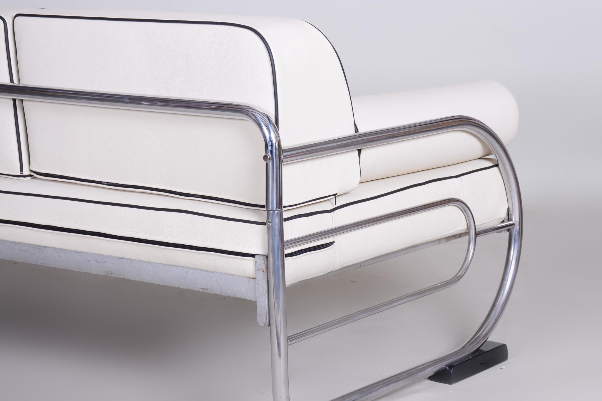 Bauhaus-Sofa mit weißem Röhrenrohr von Robert Slezk, Design von Thonet, 1930er Jahre im Angebot 2