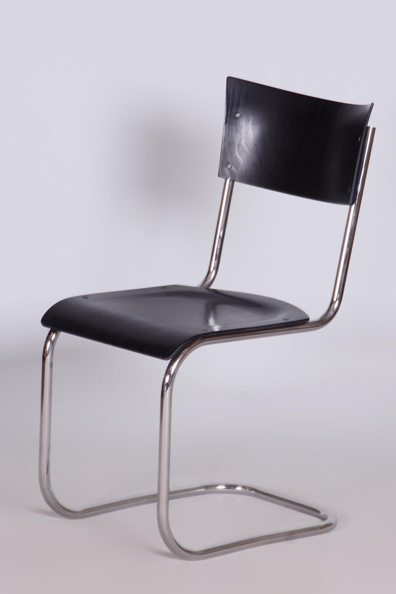 Bauhaus Writing Desk and Chair, R. Slezak, Chrome-Plated Steel, Czechia, 1930s For Sale 5
