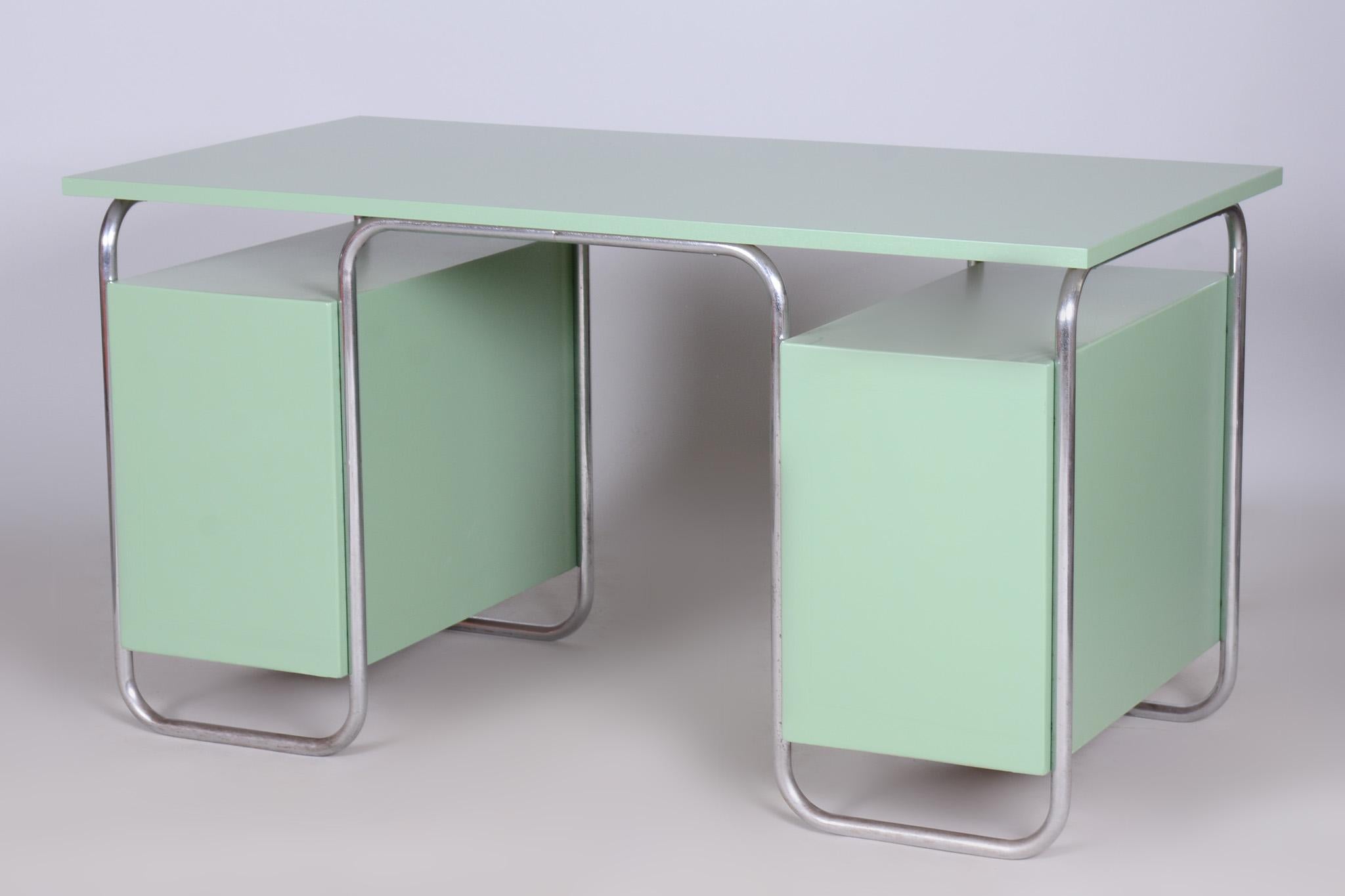 Schreibtisch und Stuhl im Bauhaus-Stil, Thonet, verchromter Stahl, Tschechien, 1930er Jahre im Angebot 3