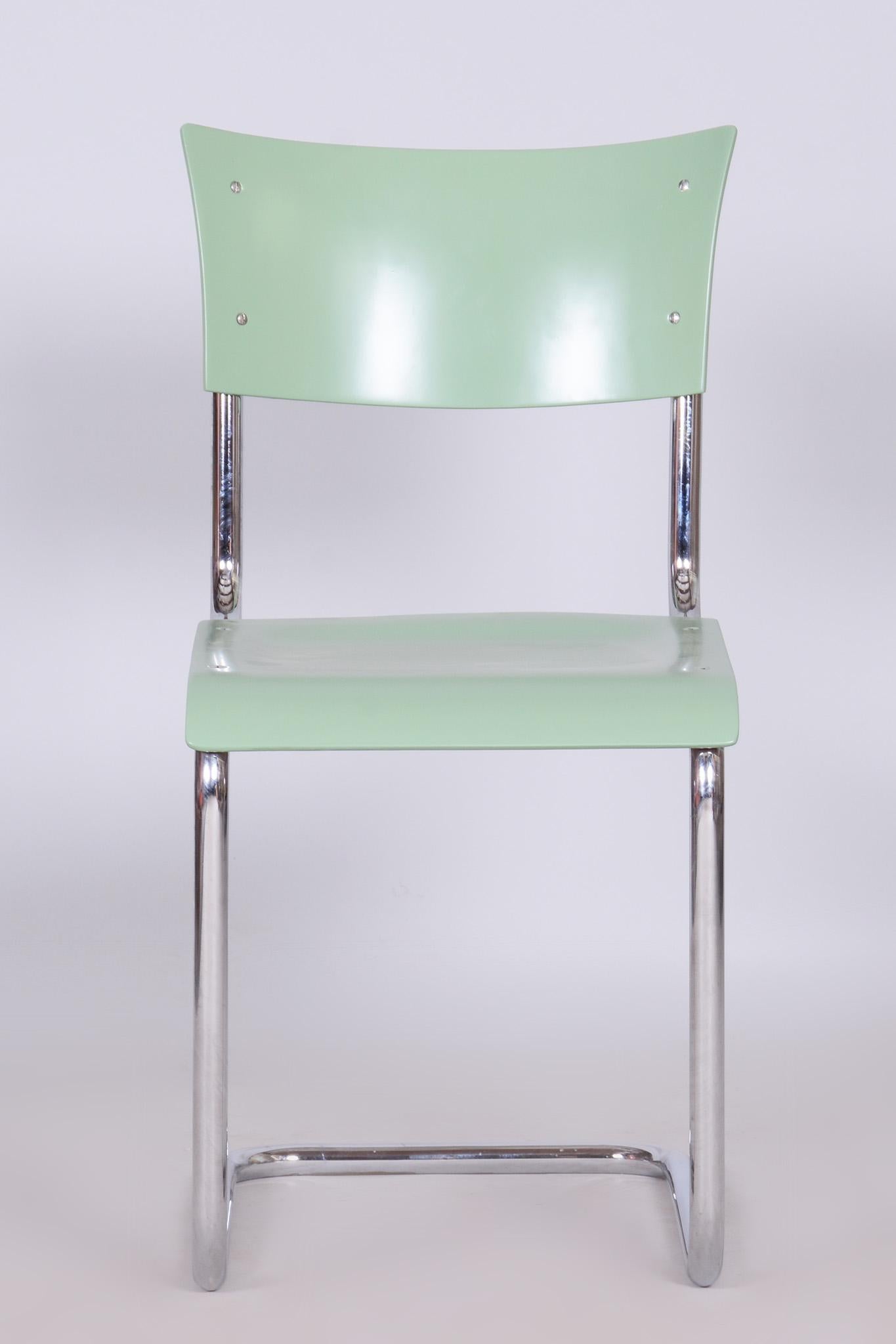Schreibtisch und Stuhl im Bauhaus-Stil, Thonet, verchromter Stahl, Tschechien, 1930er Jahre im Zustand „Gut“ im Angebot in Horomerice, CZ