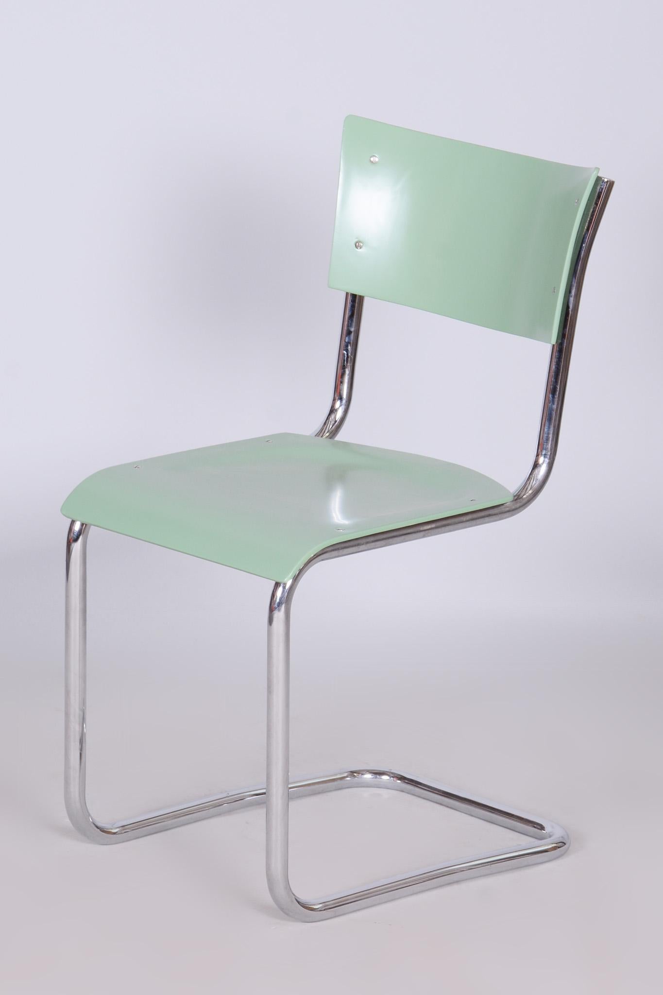 Schreibtisch und Stuhl im Bauhaus-Stil, Thonet, verchromter Stahl, Tschechien, 1930er Jahre im Angebot 2
