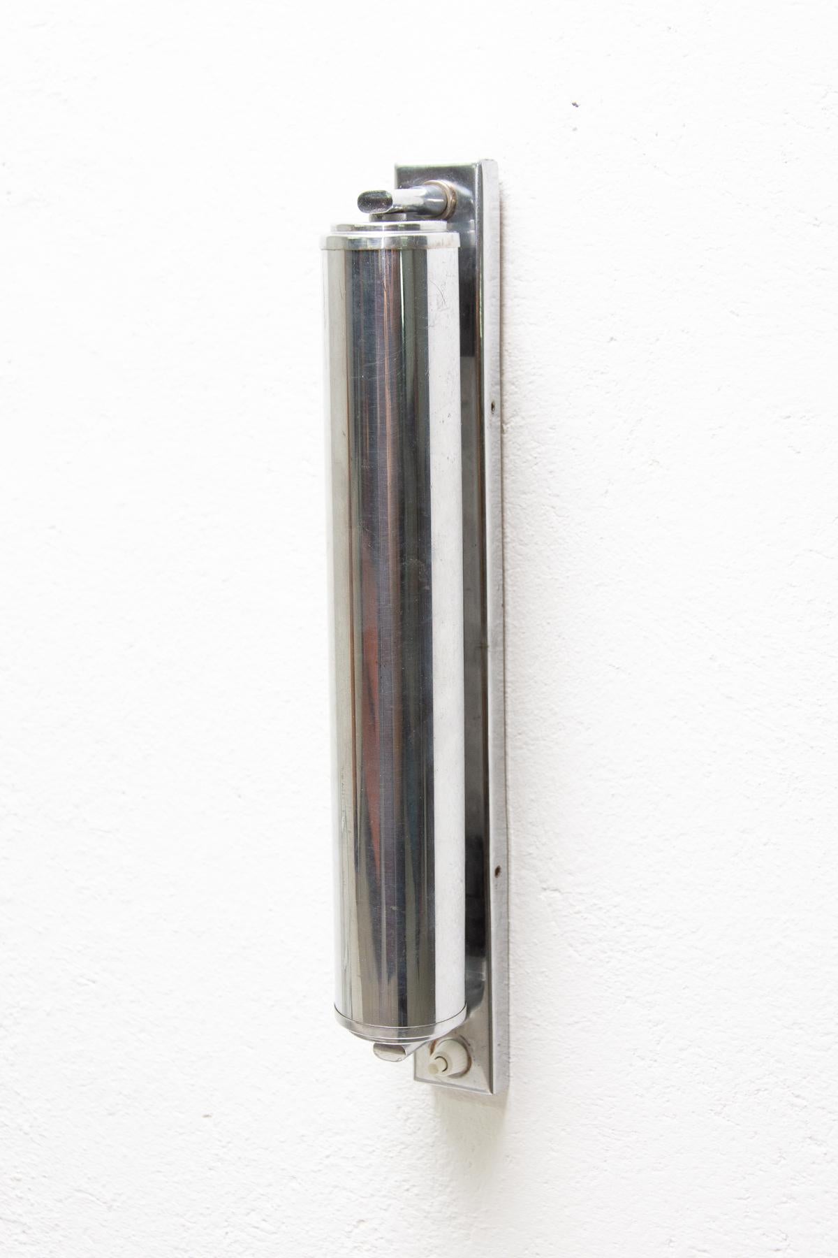 Bauhaus Chromed Wall Lamp for Napako, 1940s In Good Condition In Prague 8, CZ