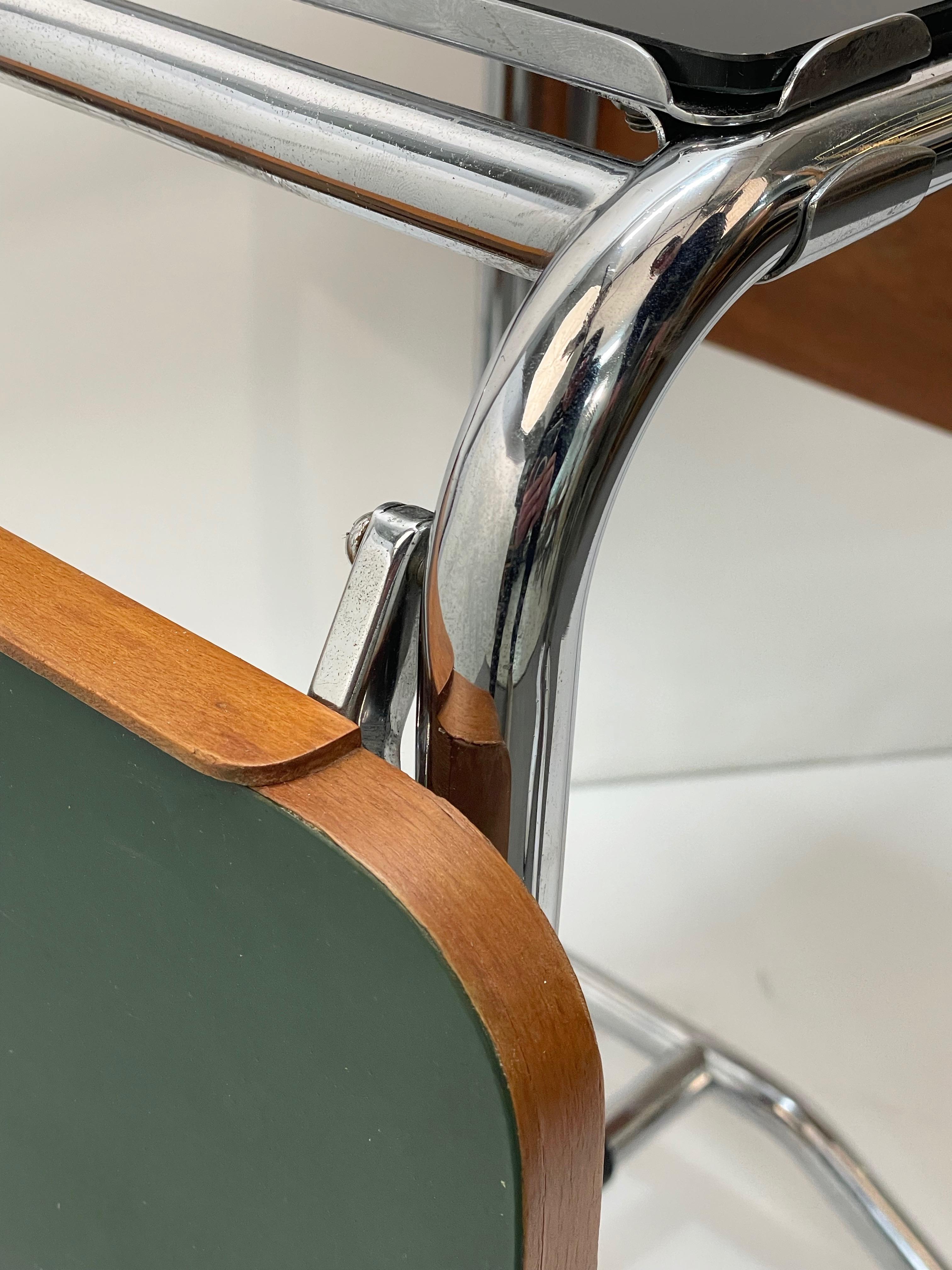 Bauhaus Jean Burkhalter Chrome Tubular Foldable Desk with Drawers France 1930s 11