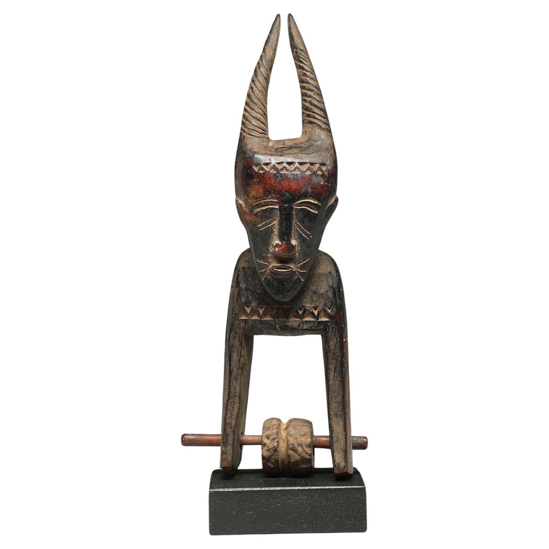 Baule Antelope Human Wood Old Heddle Loom Pulley Ivory Coast Africa
