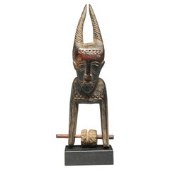 Baule Antelope Human Wood Old Heddle Loom Pulley Ivory Coast Africa