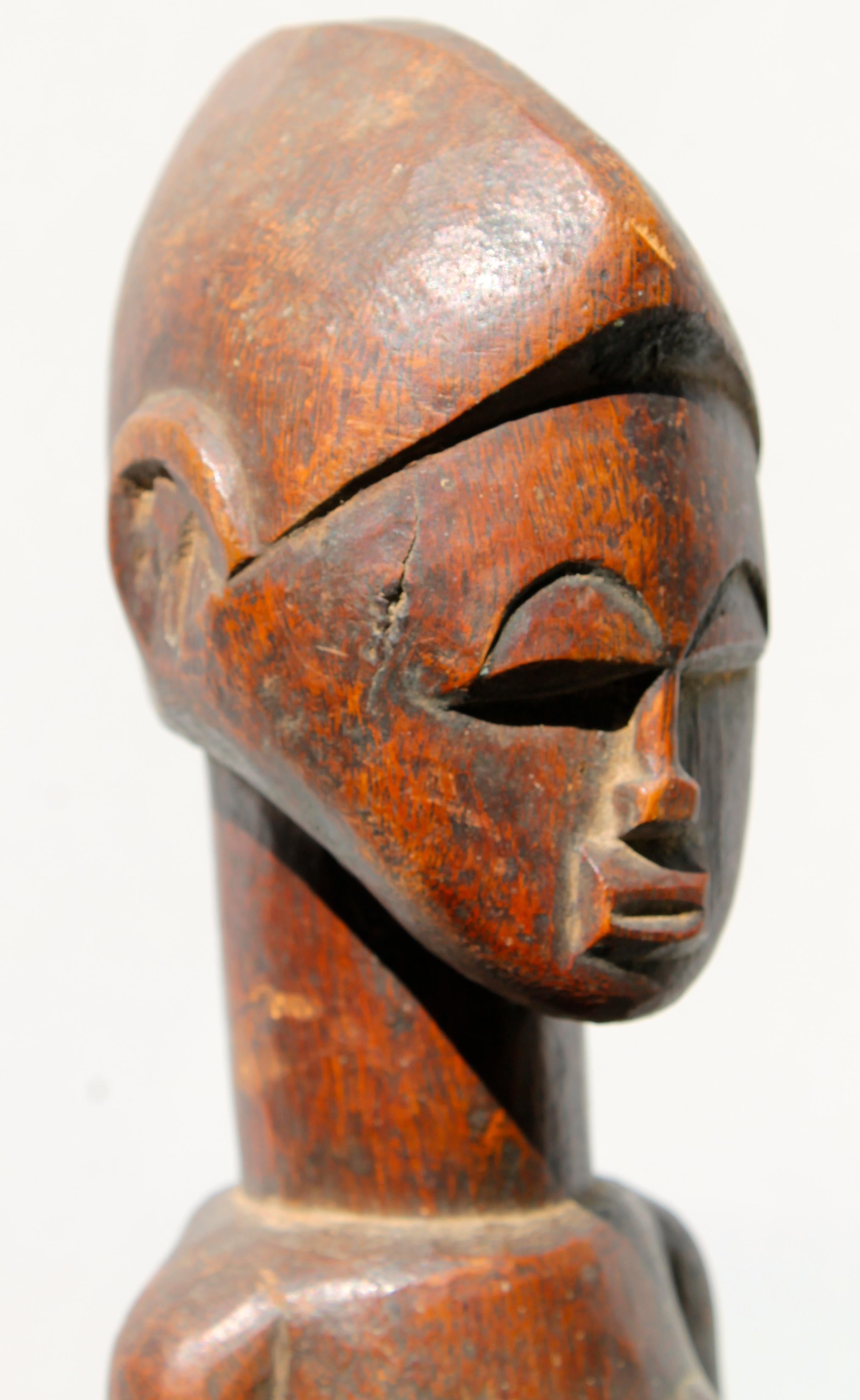 Wood Baule Female Figure African Sculpture For Sale