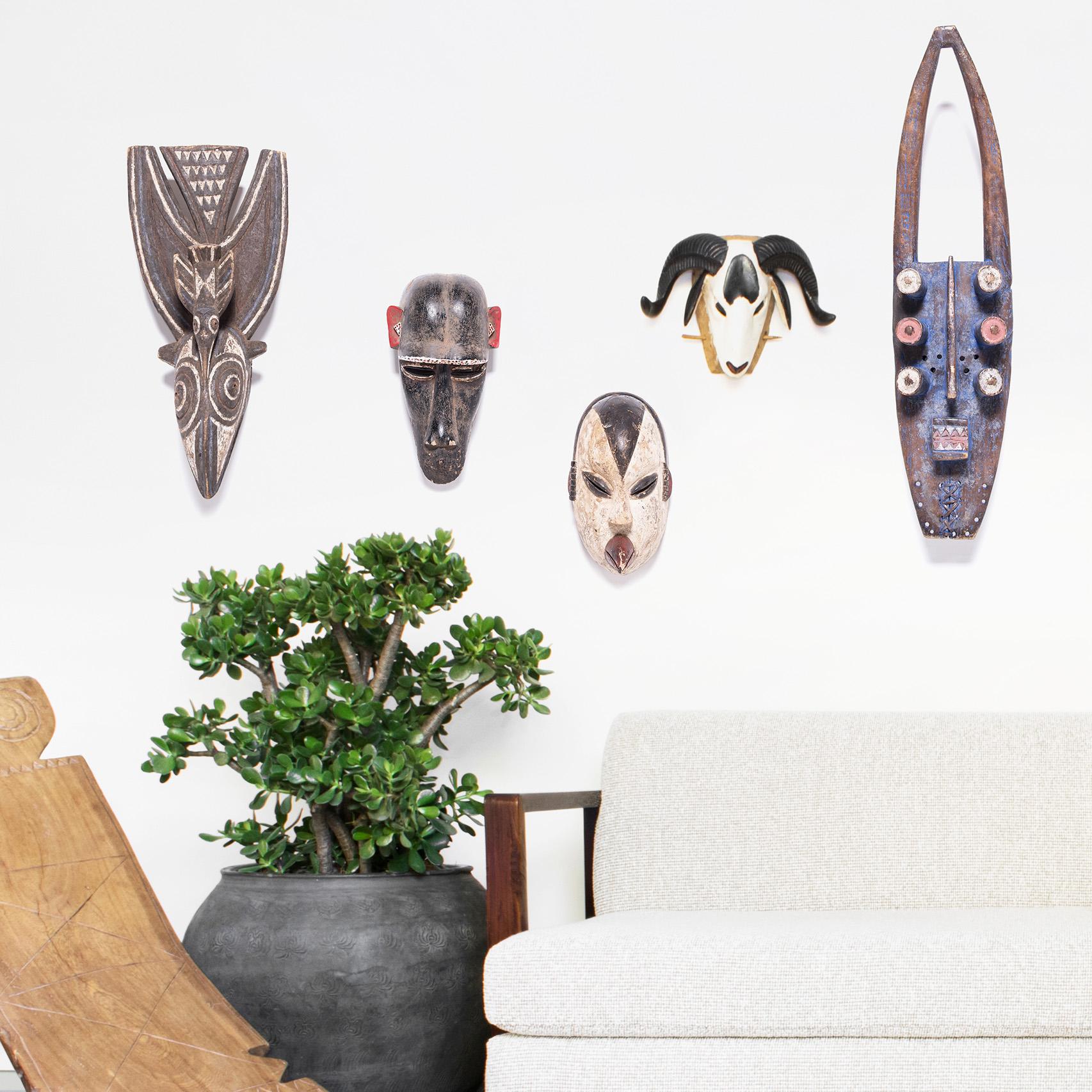 Ivorian Baule Painted Ram Mask For Sale
