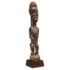 Baule Standing Female Figure With Scarifications Hands Ivory Coast Africa