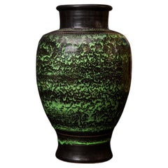 Bauluster-Emaille-Vase aus Steingut im Art déco-Stil von Emile Lenoble