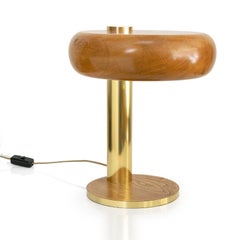 Baum Leuchten, Oak and Brass Desk Lamp, Germany, 1970