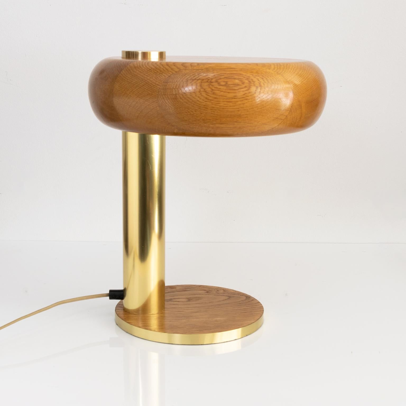 20th Century Baum Leuchten, Oak and Brass Desk Lamp, Germany, 1970 For Sale