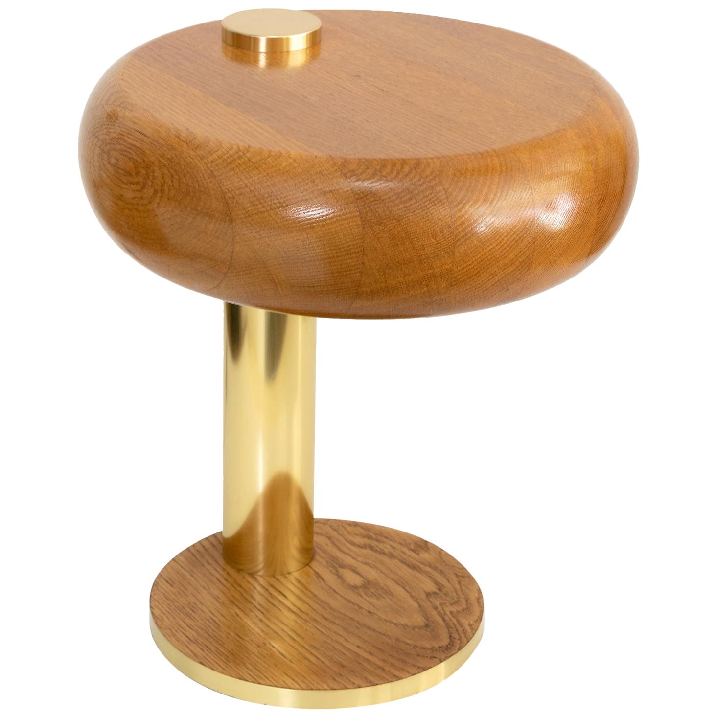 Baum Leuchten, Oak and Brass Desk Lamp, Germany, 1970 For Sale