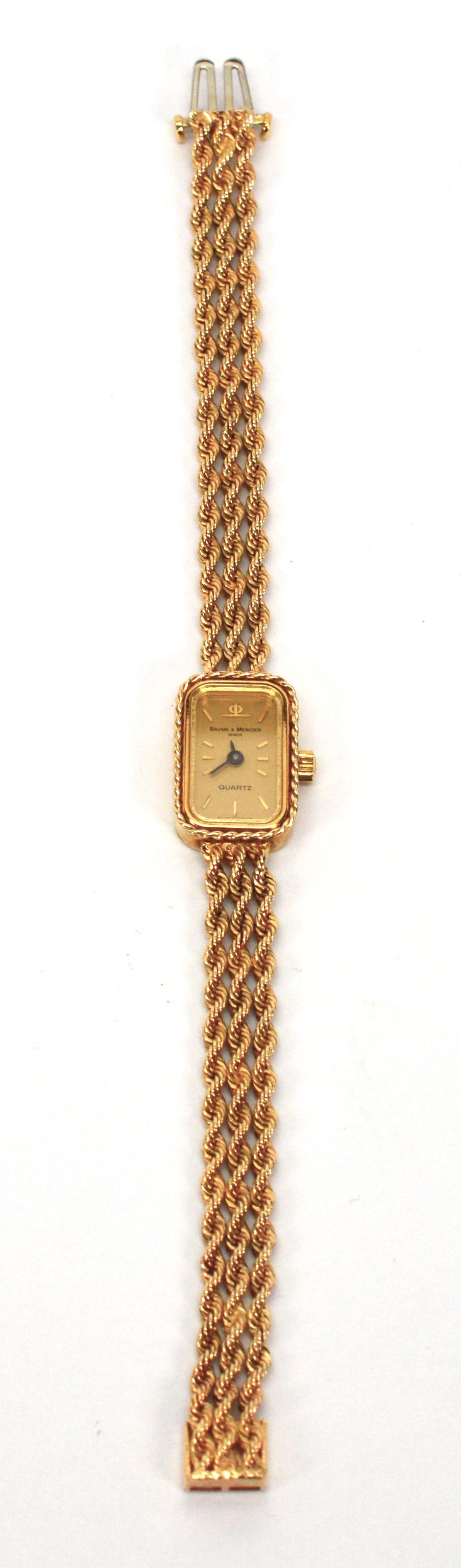 Baum & Mercier 14 Karat Yellow Gold Rope Bracelet Wrist Watch 1