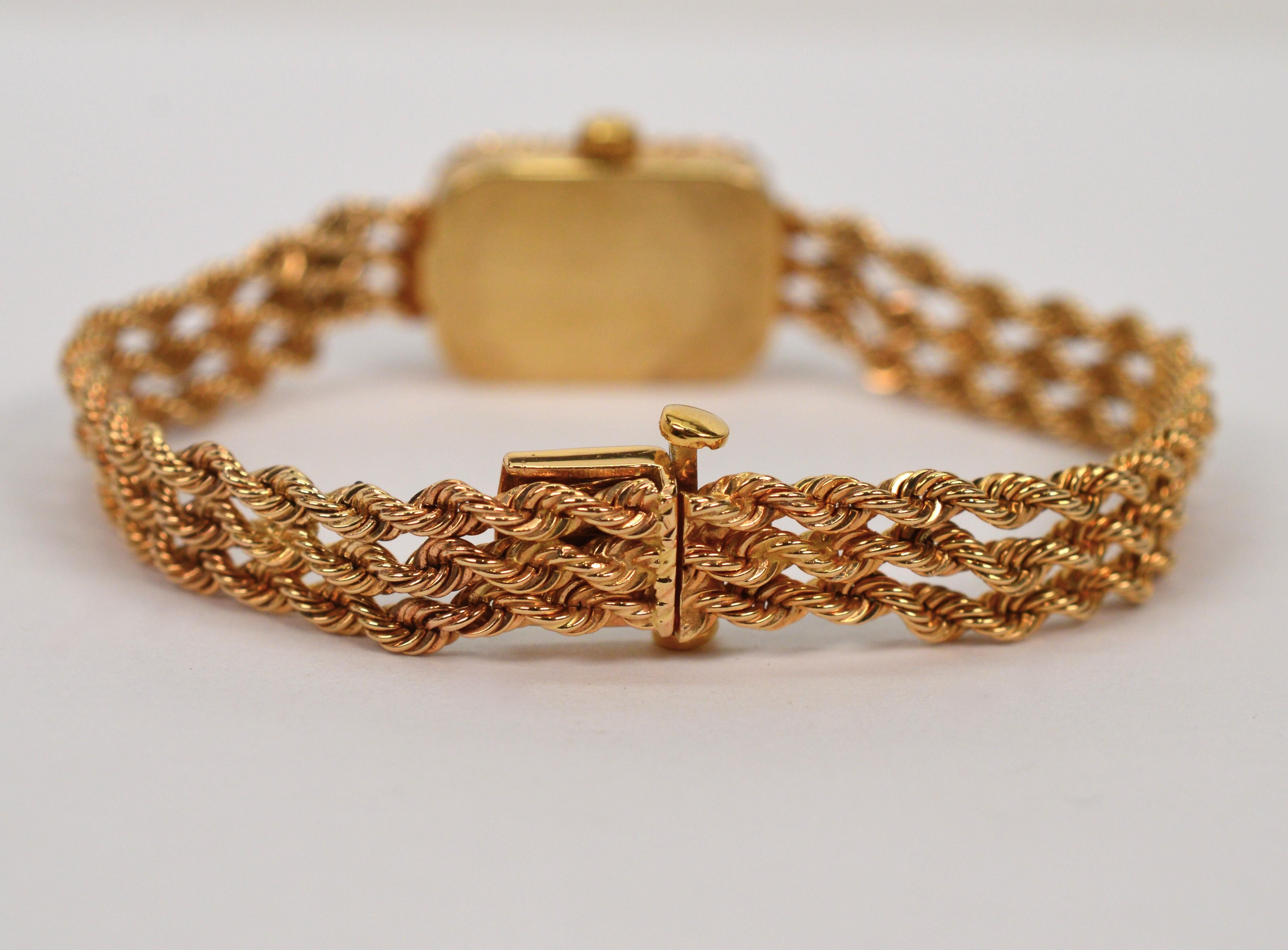 Baum & Mercier 14 Karat Yellow Gold Rope Bracelet Wrist Watch 5