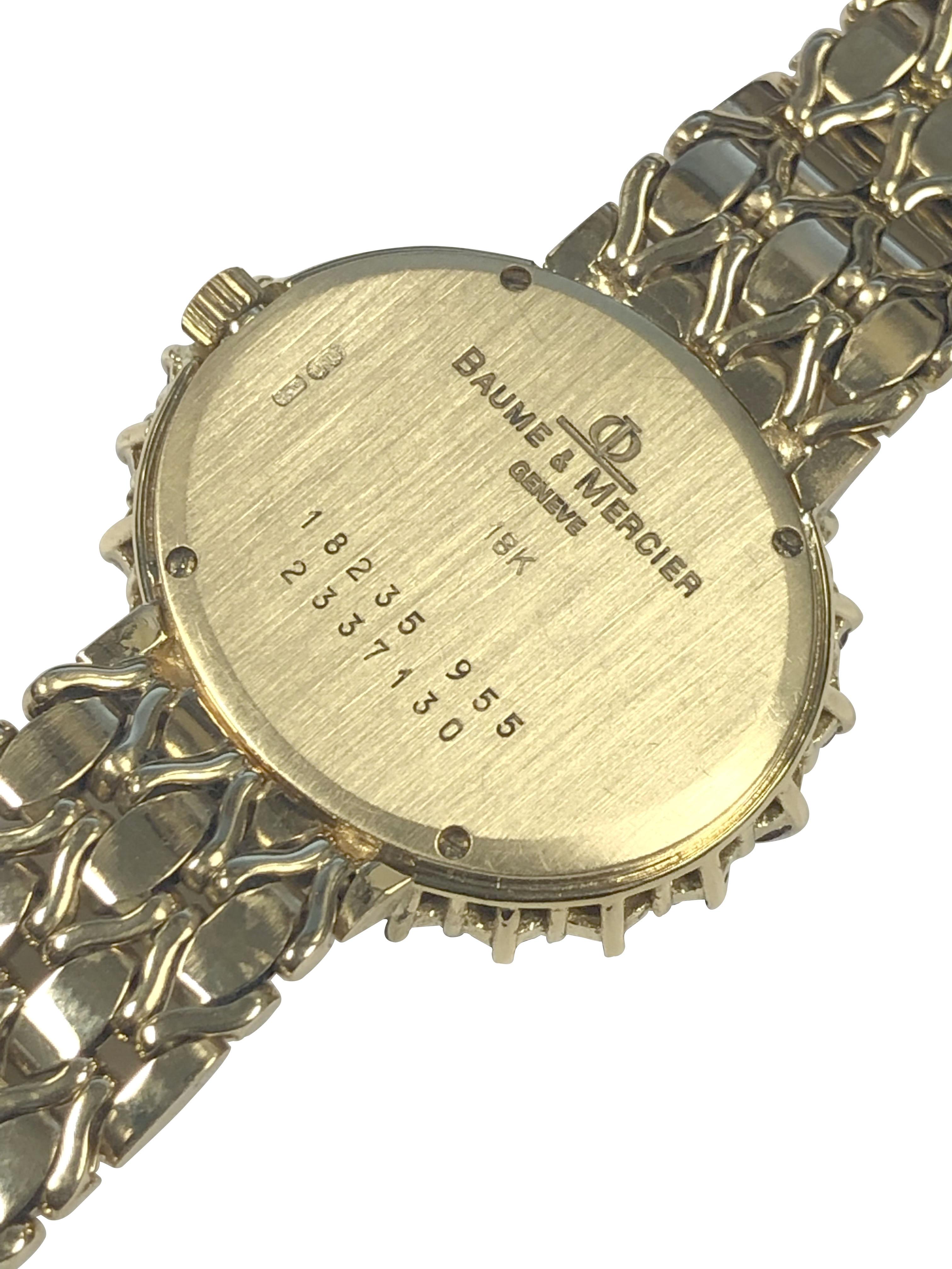 Baum & Mercier Gold und Diamanten Damen-Quarz-Armbanduhr im Zustand „Hervorragend“ in Chicago, IL