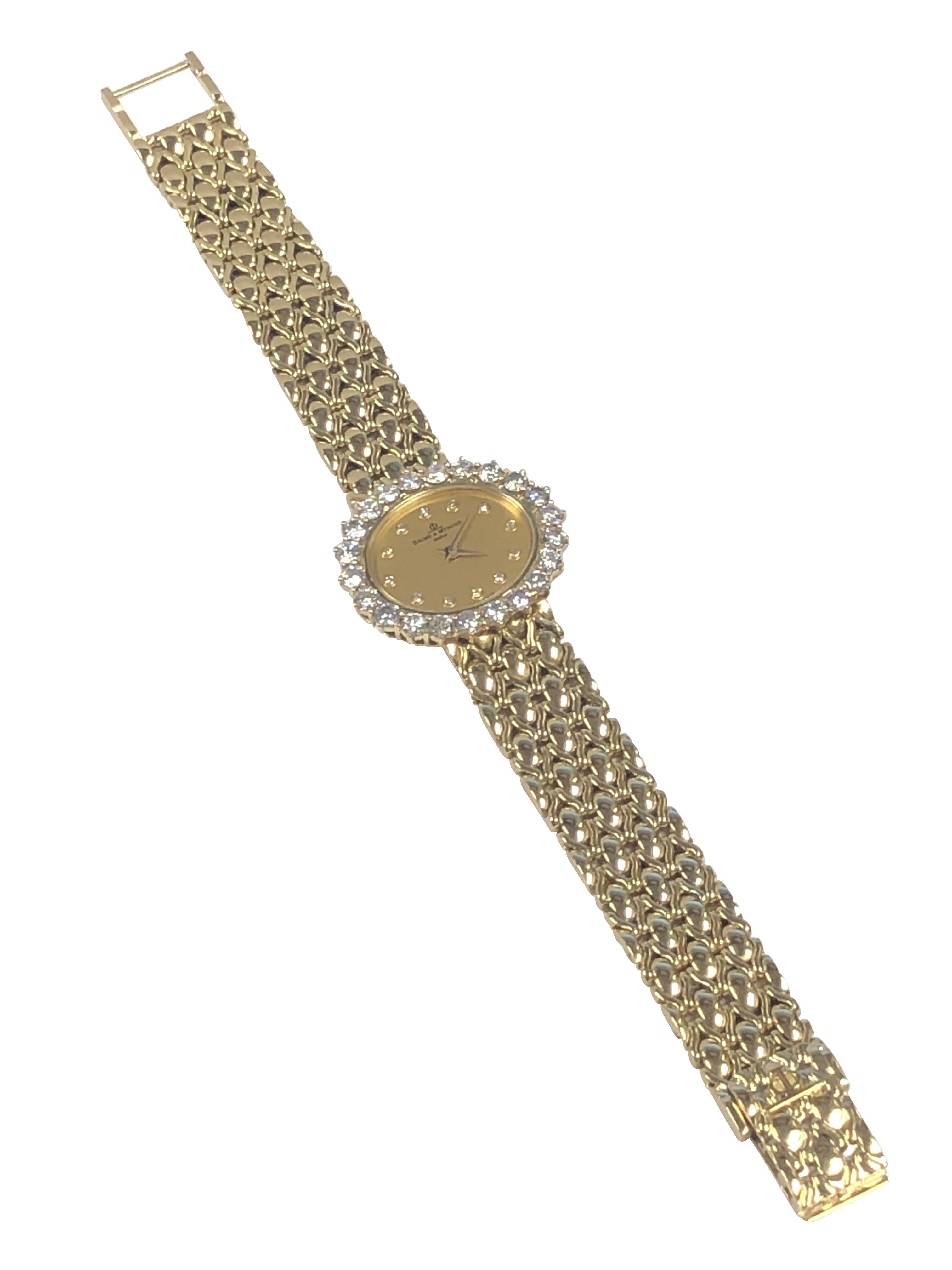Baum & Mercier Gold und Diamanten Damen-Quarz-Armbanduhr 2