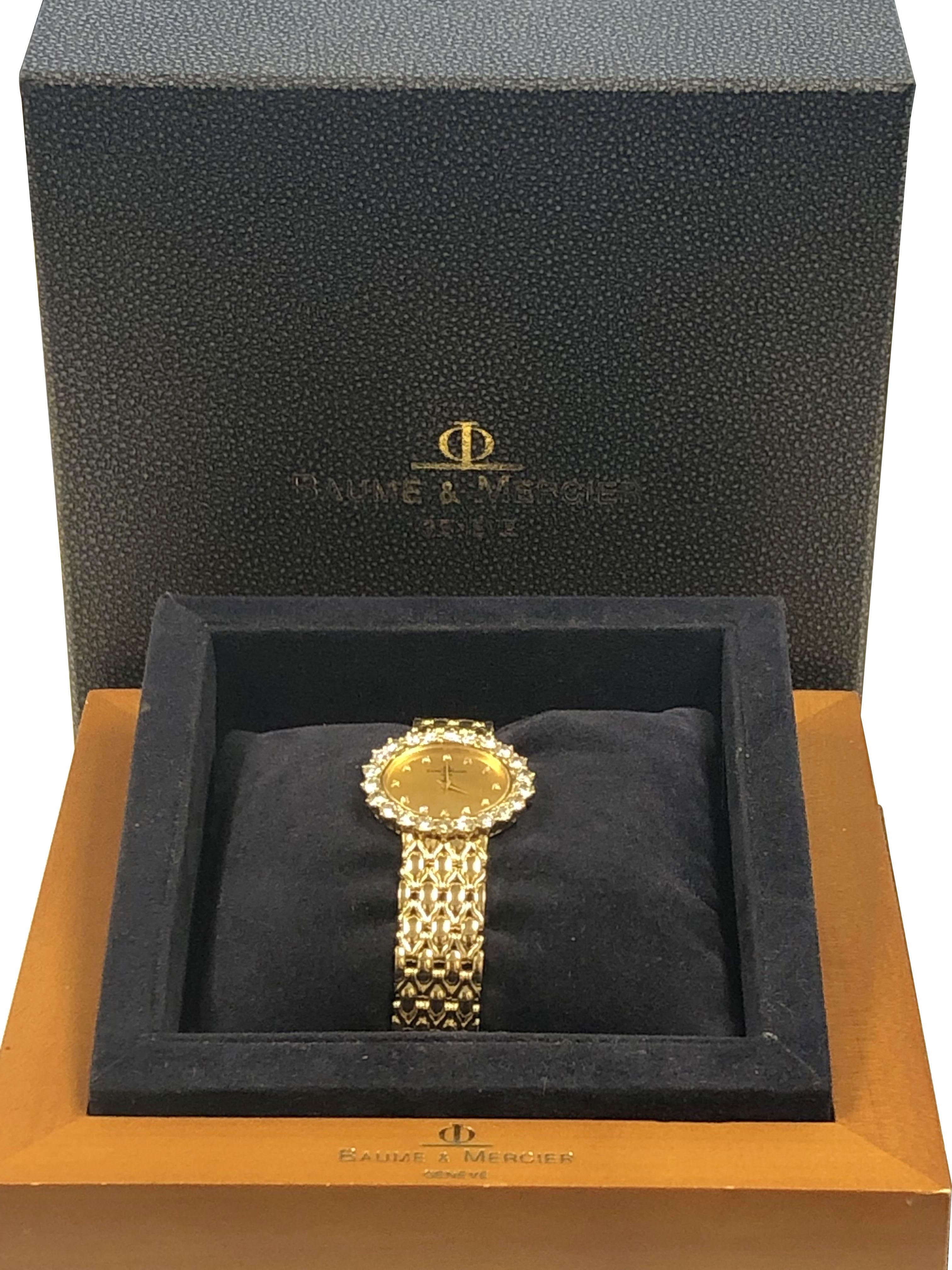 Baum & Mercier Gold und Diamanten Damen-Quarz-Armbanduhr 3
