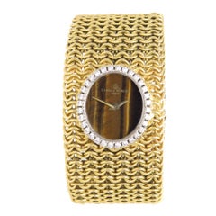 Vintage Baum & Mercier Gold Diamond and Tigers Eye Dial Ladies Bracelet Wristwatch