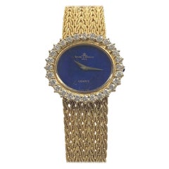 Baum & Mercier Yellow Gold Lapis Dial and Diamonds Ladies Mechanical Wrist watch