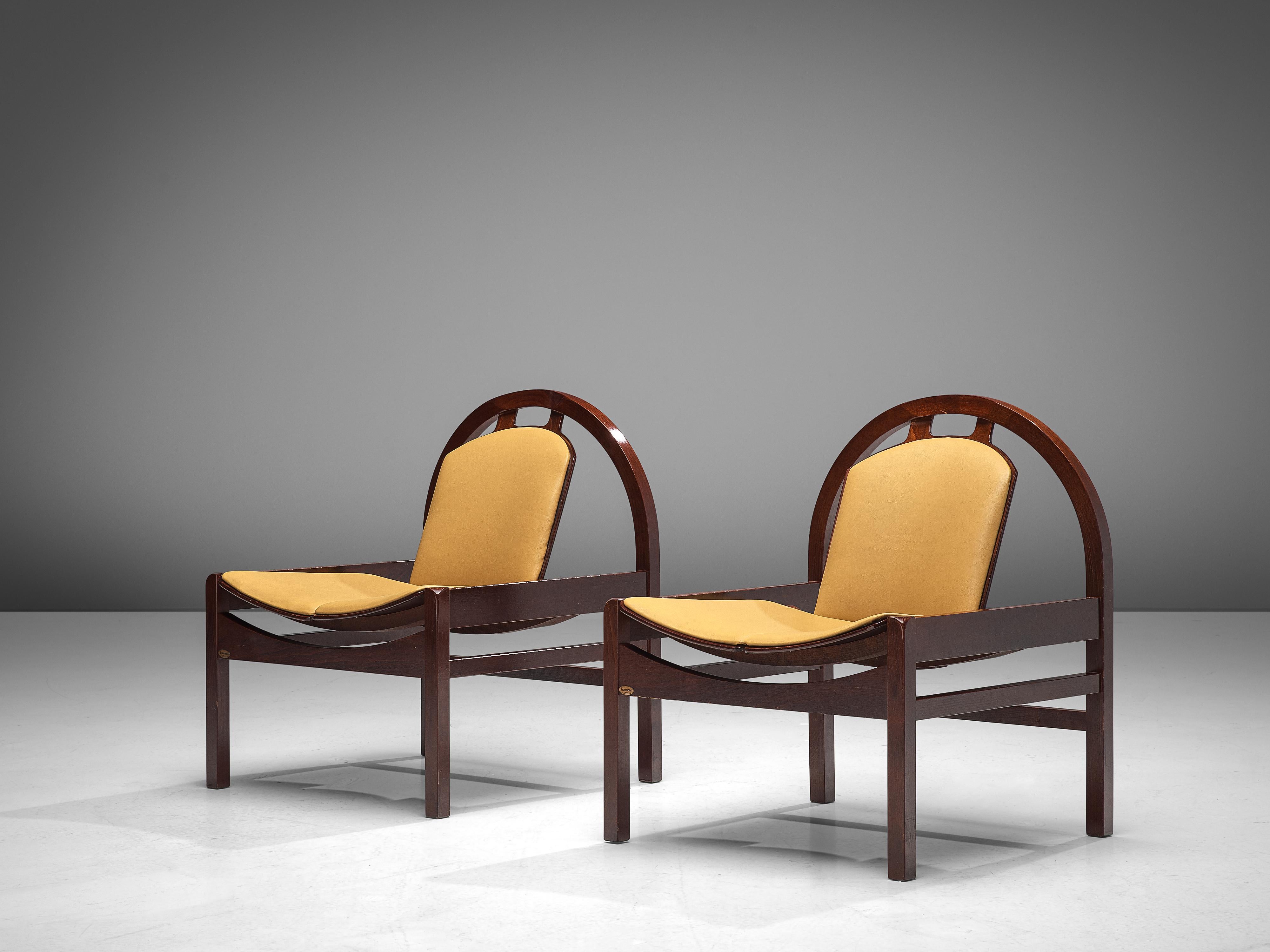 Mid-Century Modern Baumann 'Argos' Lounge Chairs in Leather
