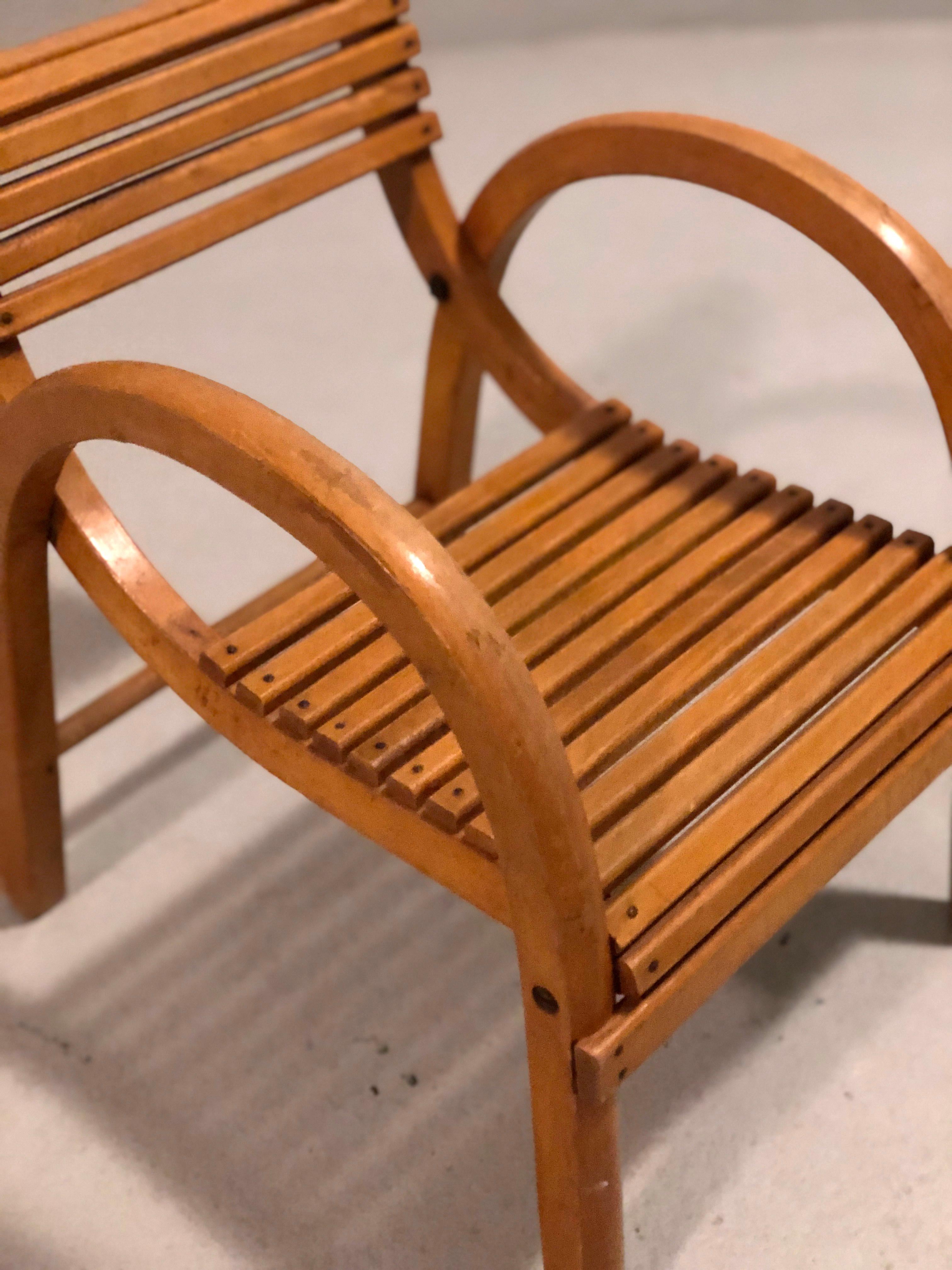 Baumann children's armchair 1930s - French modernist design Bentwood chair For Sale 5