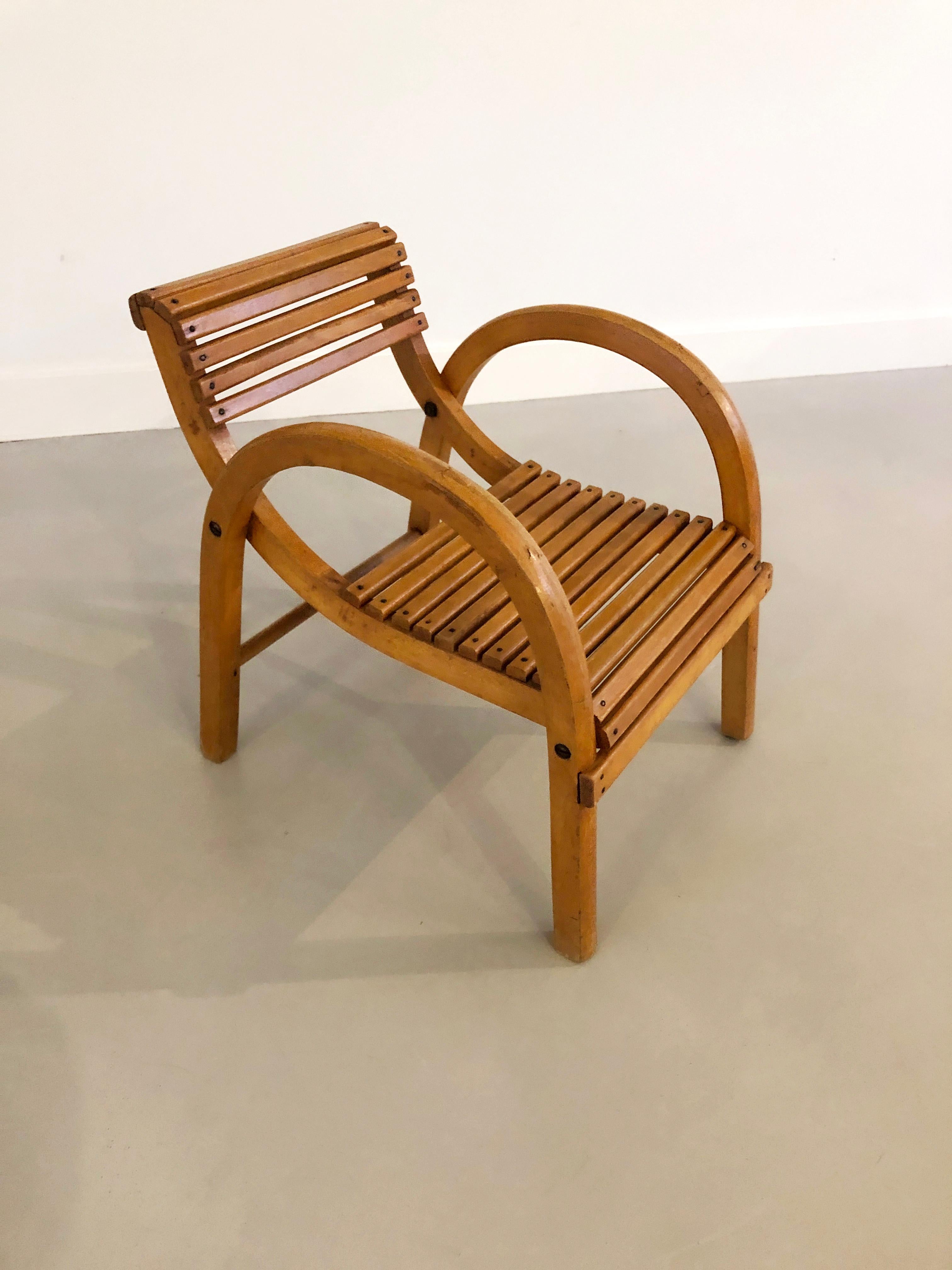 Baumann children's armchair 1930s - French modernist design Bentwood chair For Sale 1