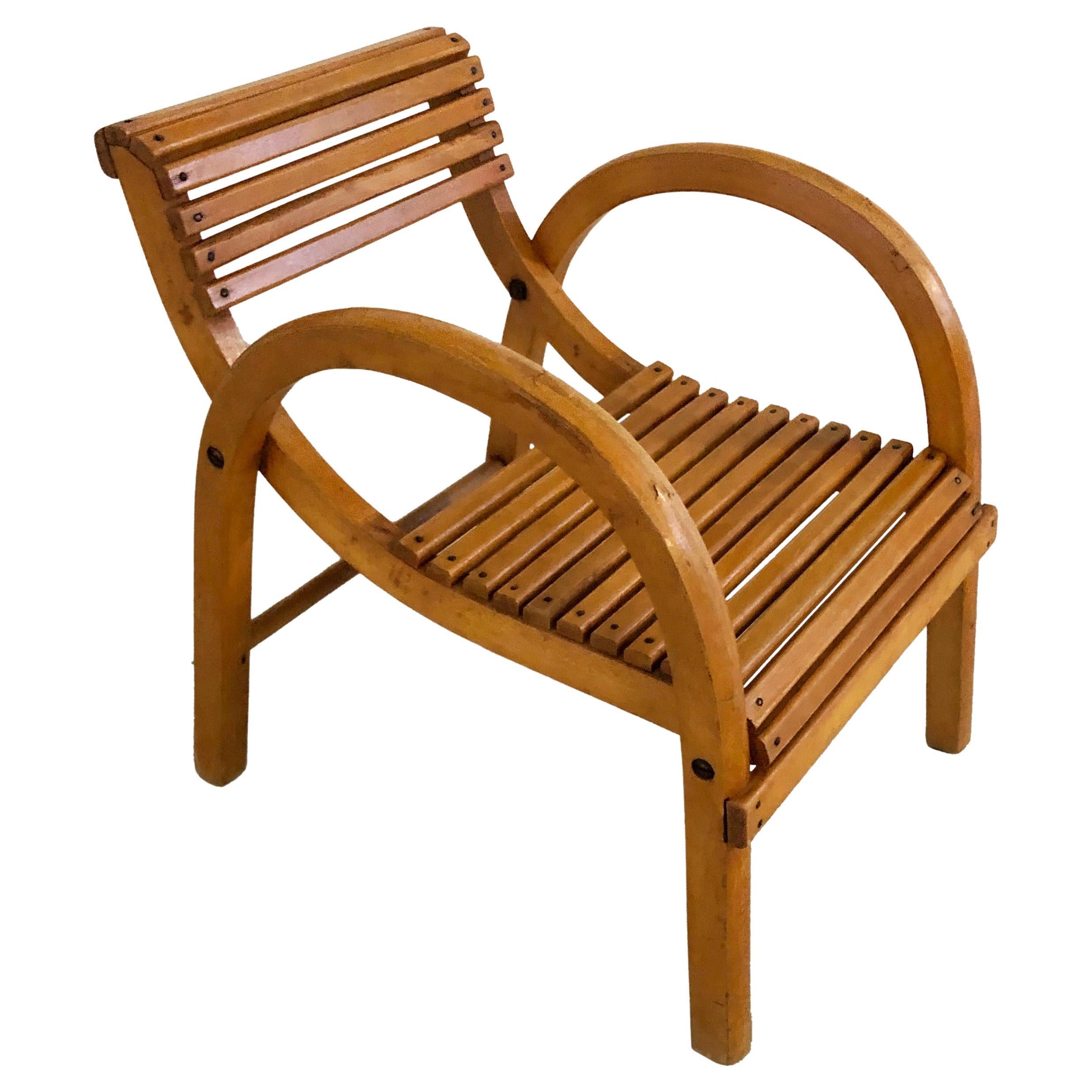 Baumann children's armchair 1930s - French modernist design Bentwood chair For Sale