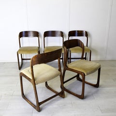 Baumann France set de cinq chaises mod. Traineau 60s.
