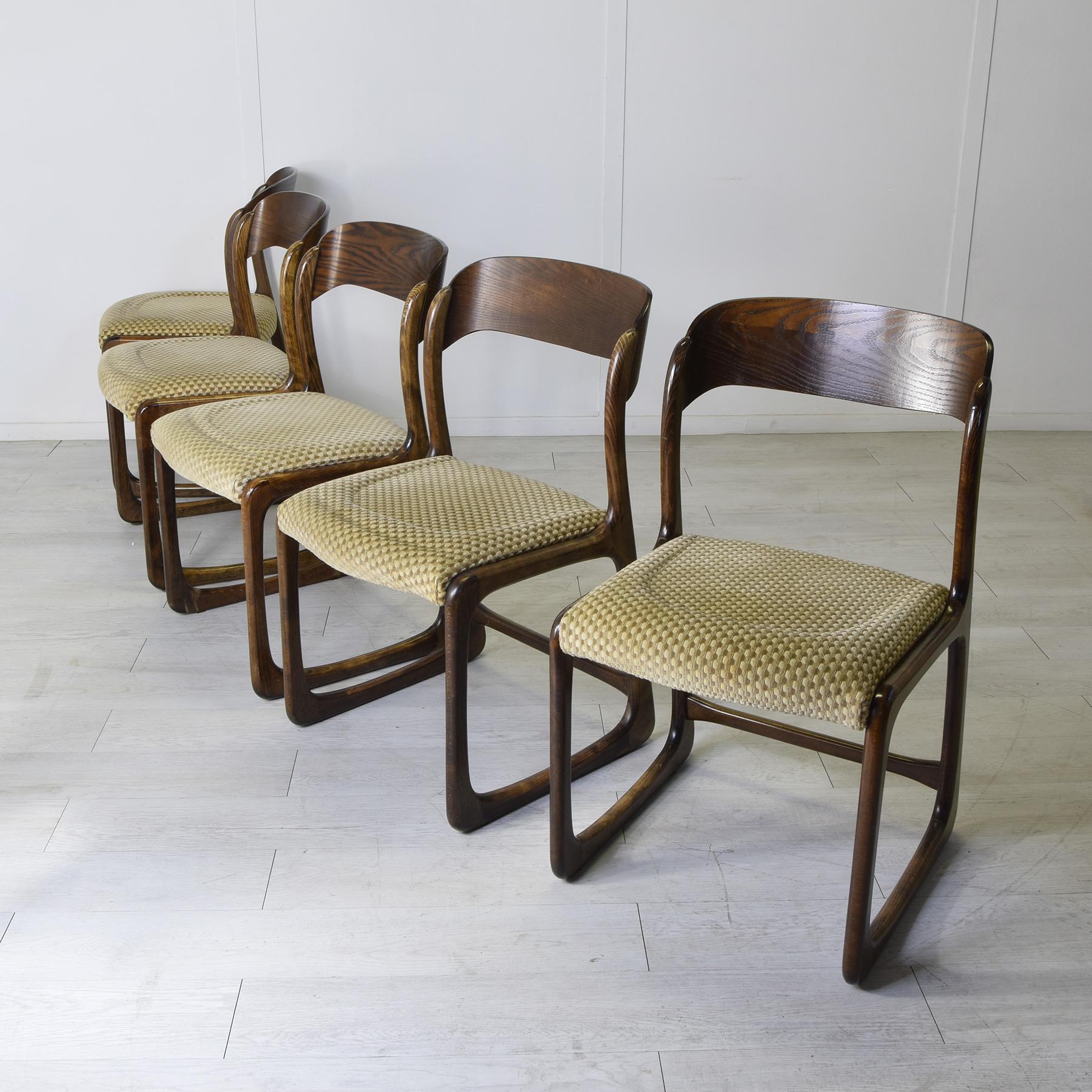Mid-20th Century Baumann France set de cinq chaises mod. Traineau 60s. en vente
